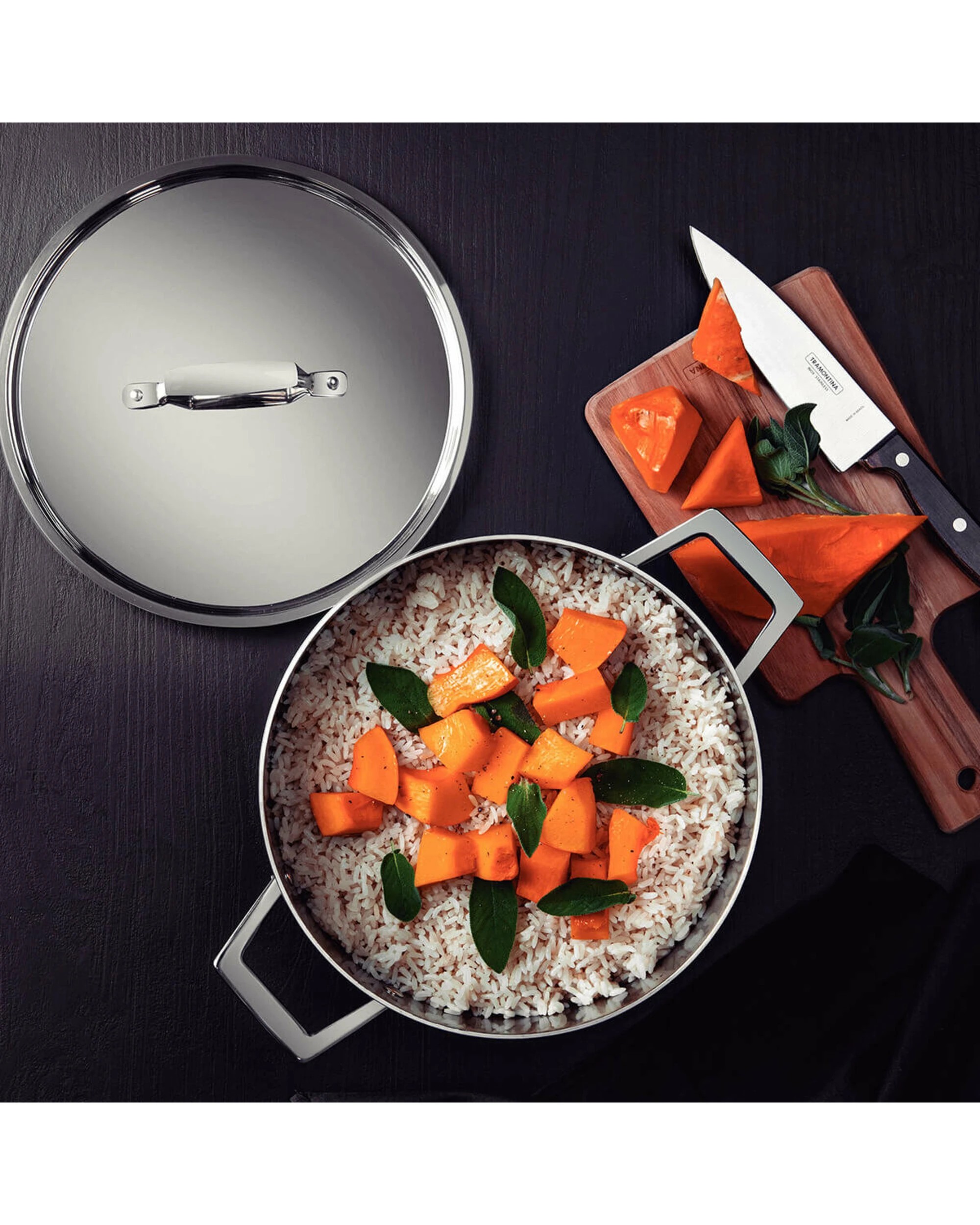 4 Tramontina Grano 24cm 5.5L Stainless Steel Shallow Casserole, 4 of 5