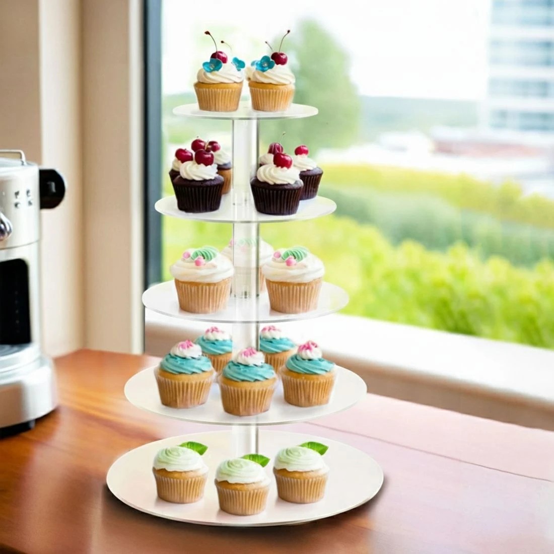 3 5-Star Chef Cake Stand 5 Tiers Acrylic Holder Display Round Clear Wedding Party - Clear, 3 of 4