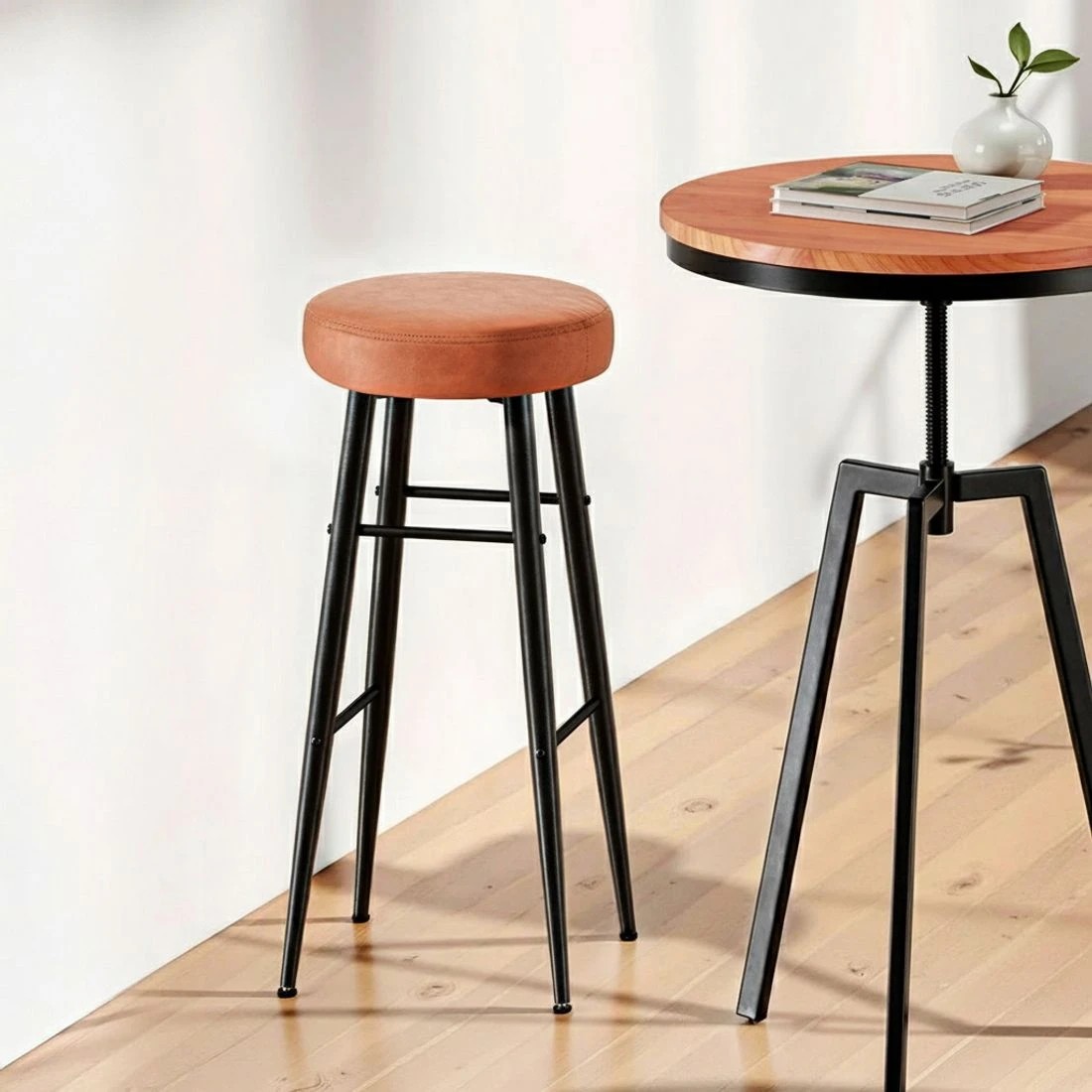4 Artiss 2x Bar Stools Kitchen Dining Chairs Counter Round PU Leather Lane - Multi, 4 of 6