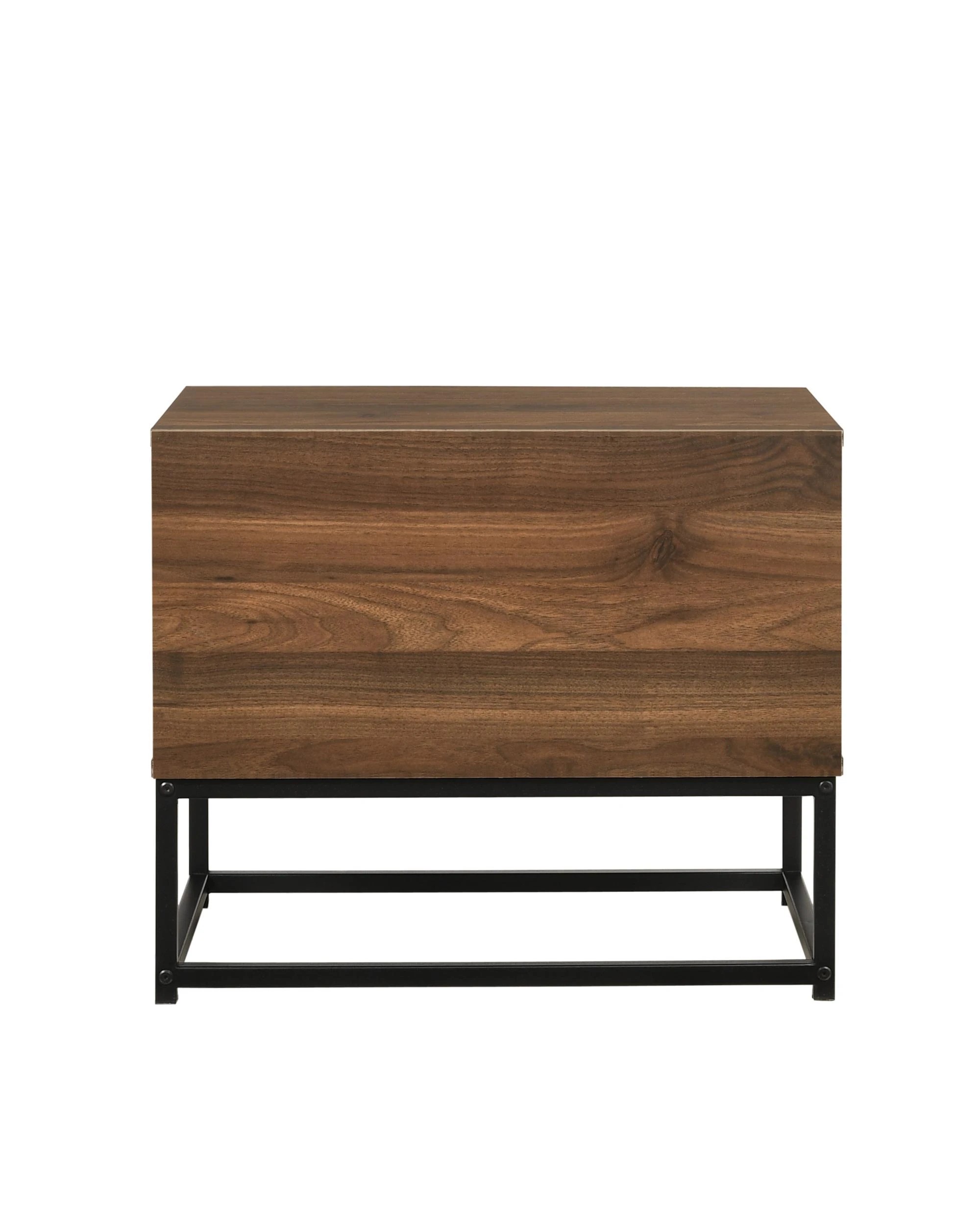 5 Kodu Bedside Table 2 Drawer Industrial Side Table Nightstand woodgrain - Brown, 5 of 5