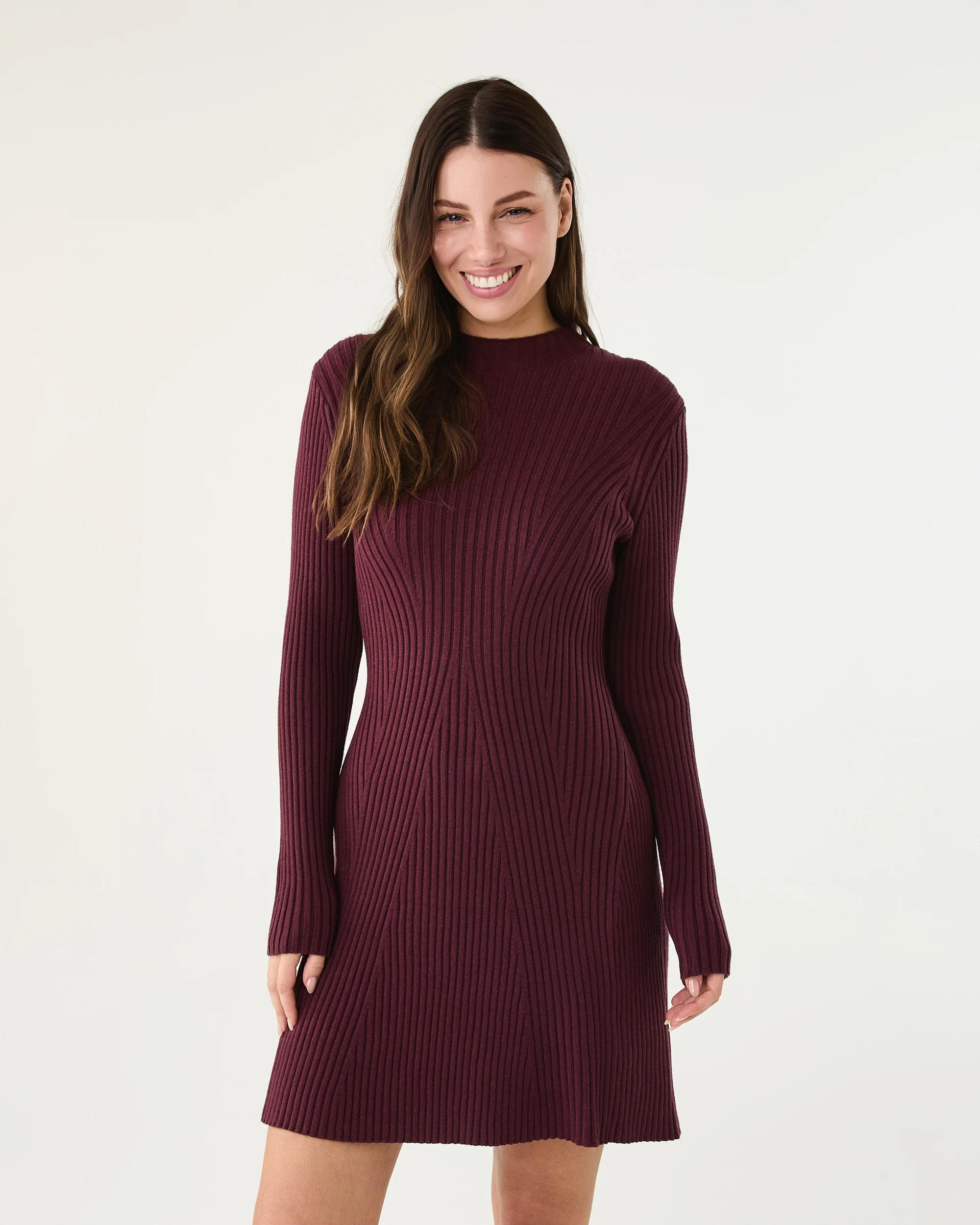 1 Long Sleeve True Knit Skater Mini Dress Red Royale, 1 of 7