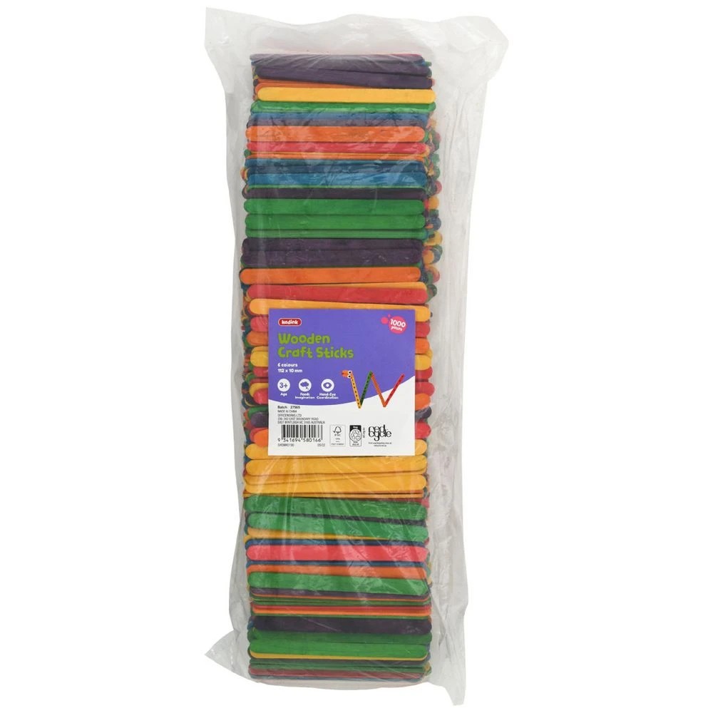 1 Kadink Coloured Craft Sticks 1000 Pack, 1 of 3