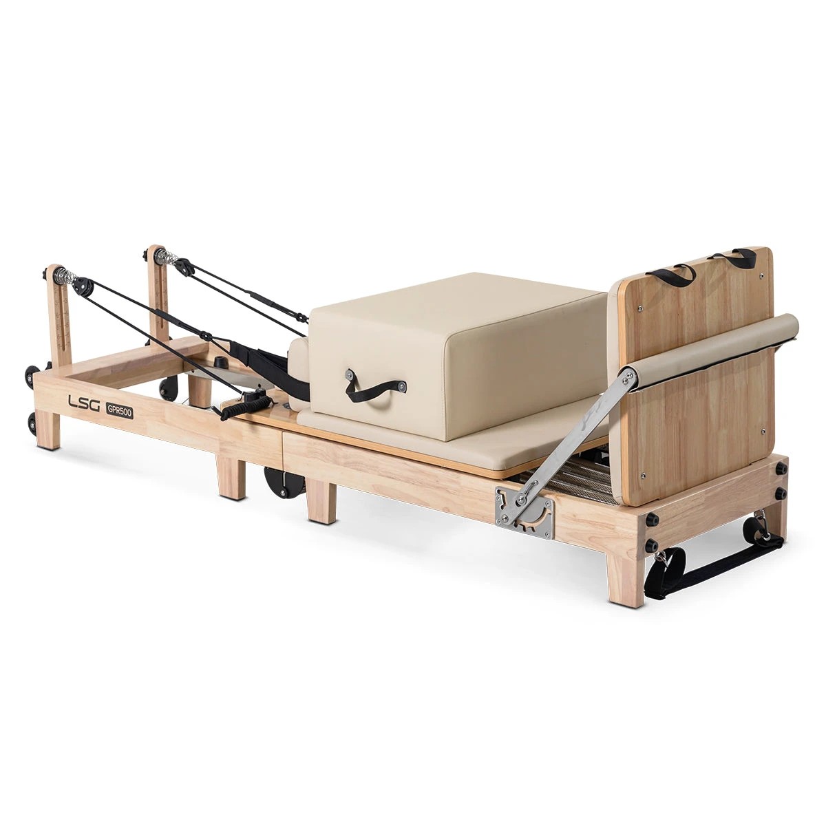 3 LSG GPR500 Folding Wooden Pilates Reformer Machine in Beige, 3 of 10