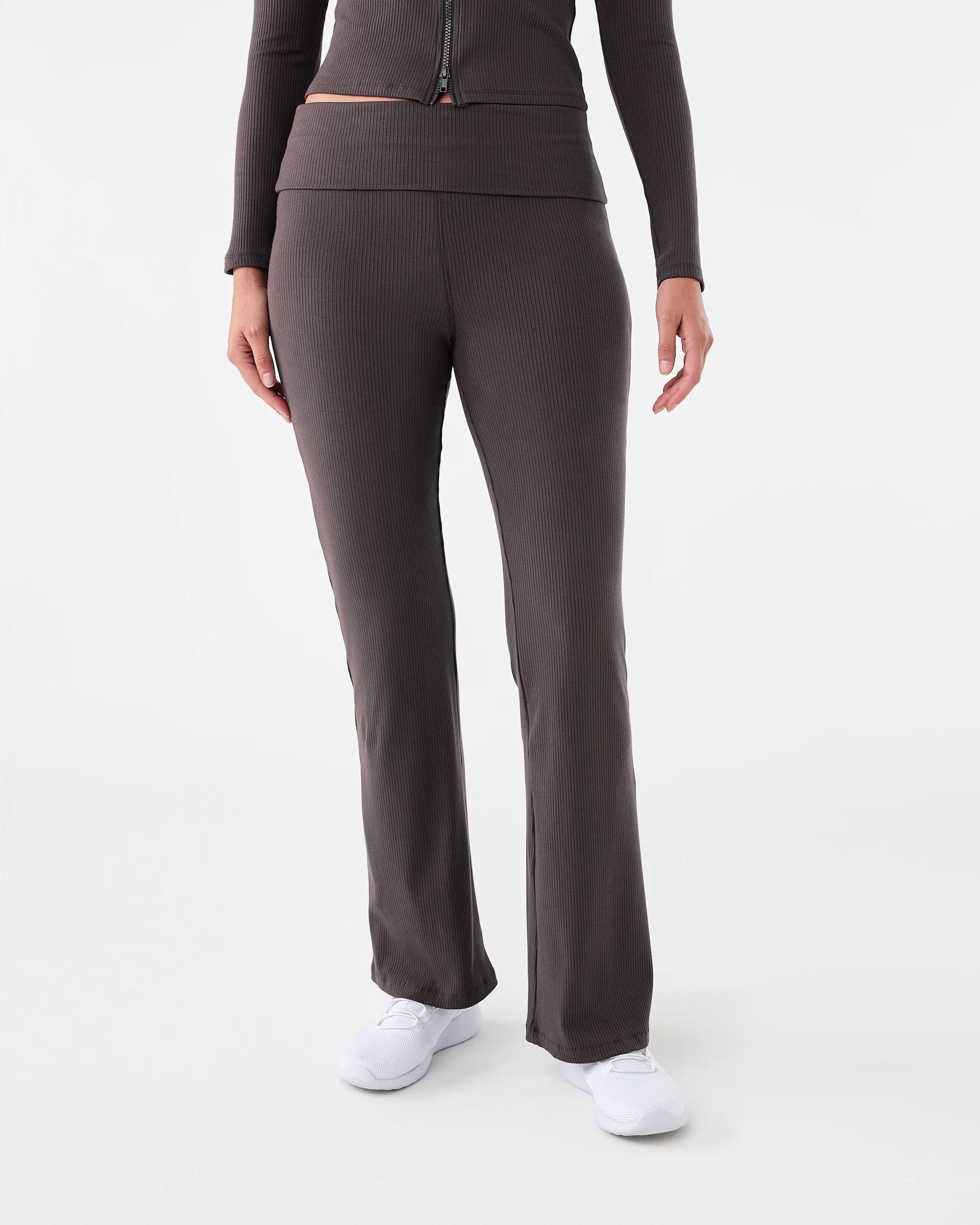 1 Active Womens Folded Waist Flare Pants Espresso, 1 of 6