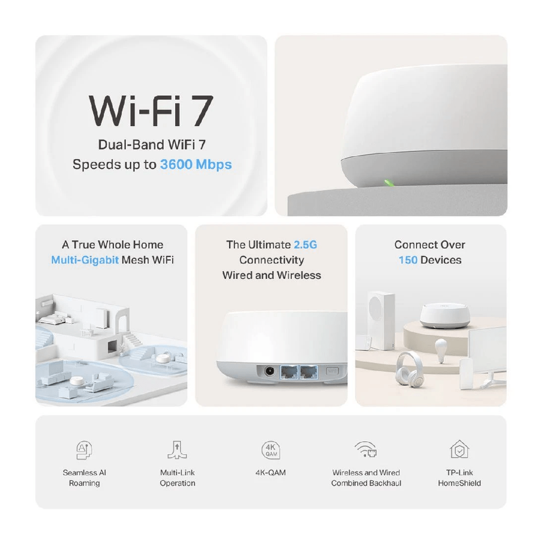 6 TP-Link BE25 Whole Home Mesh WiFi 7 System 3 Pack, 6 of 7