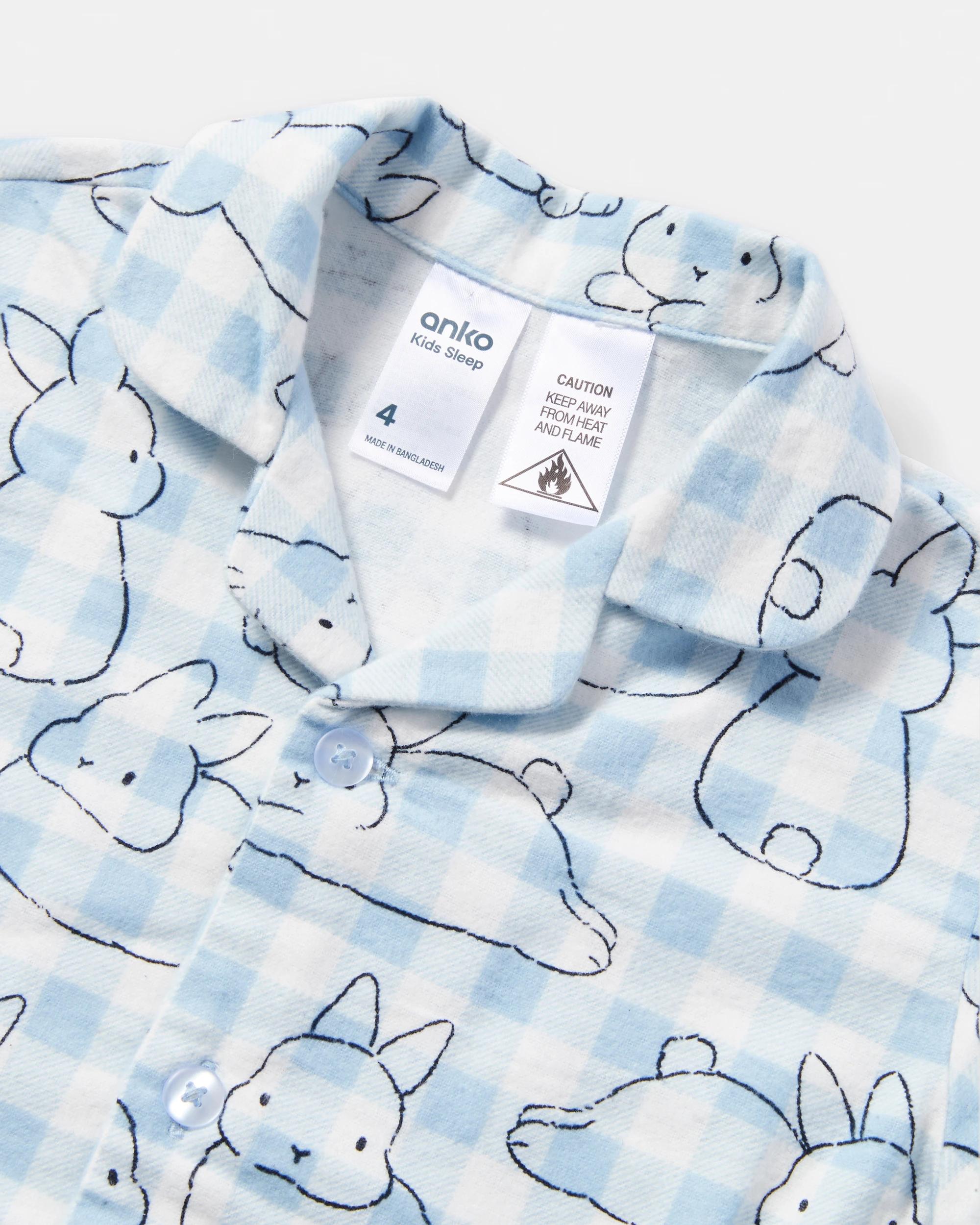 7 Flannel Pyjama Set Blu Buny, 7 of 8