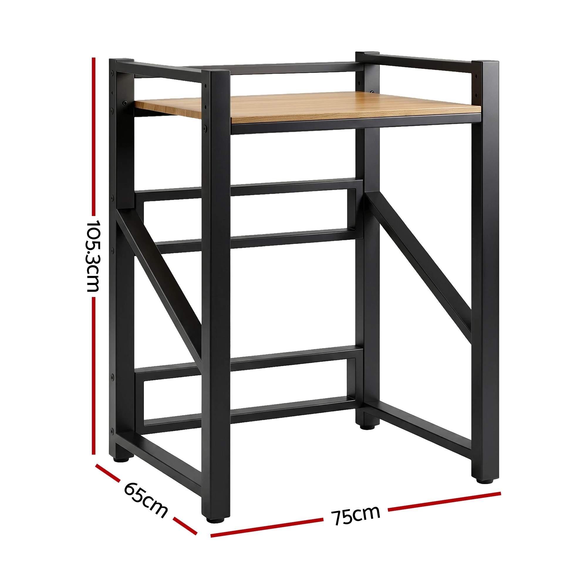 3 Artiss Over Washing Machine Rack Laundry Shelf Space Saver 75cm - Black, 3 of 9