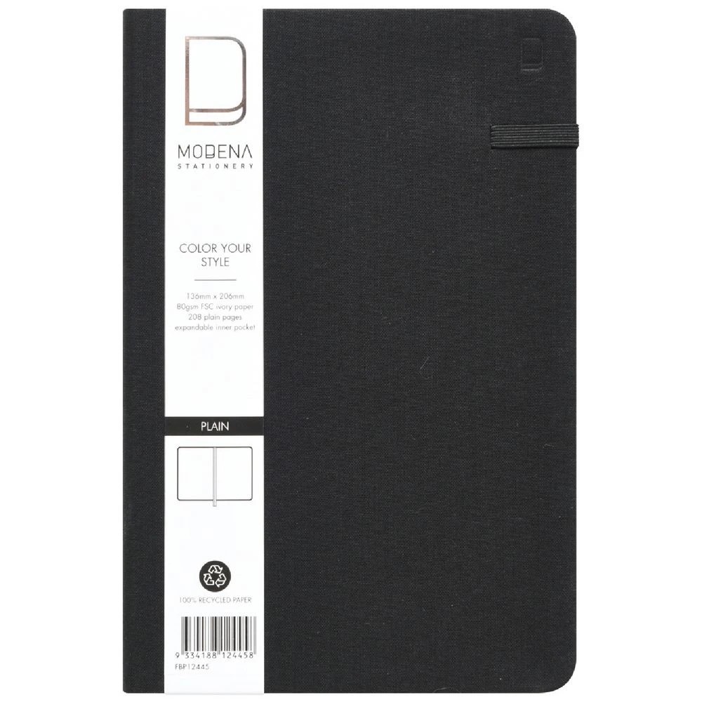 1 Modena A5 Linen Plain Notebook Black, 1 of 5