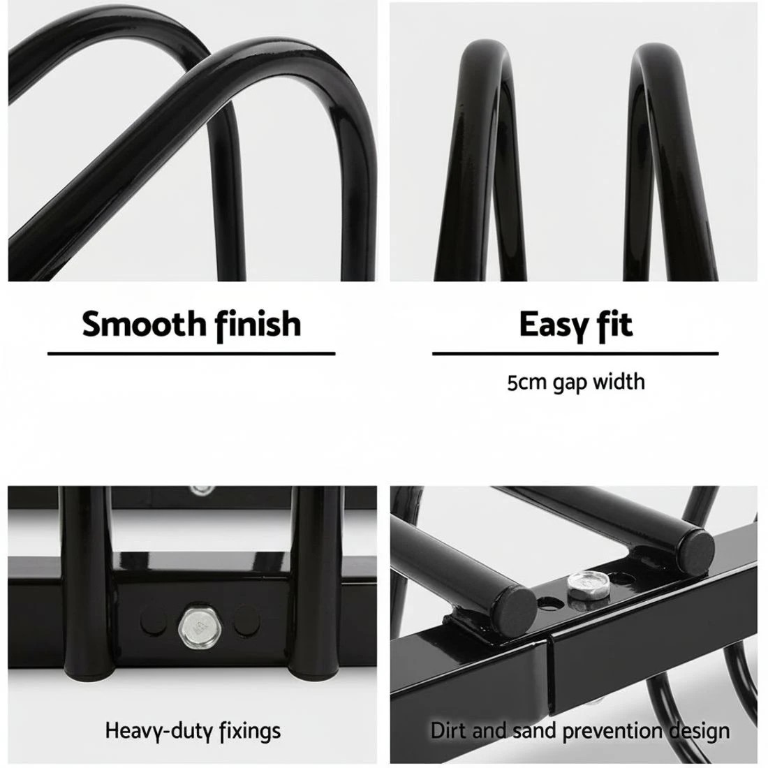 5 Weisshorn 4 Bike Stand Rack Bicycle Storage Floor Parking Holder Cycling - Black, 5 of 9