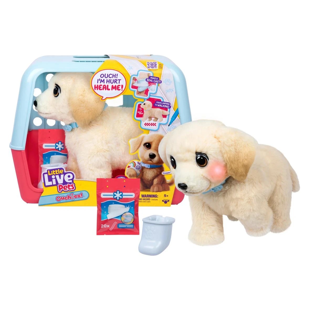 2 Little Live Pets Ouchies: Cooper The Retriever Puppy Toy, 2 of 9
