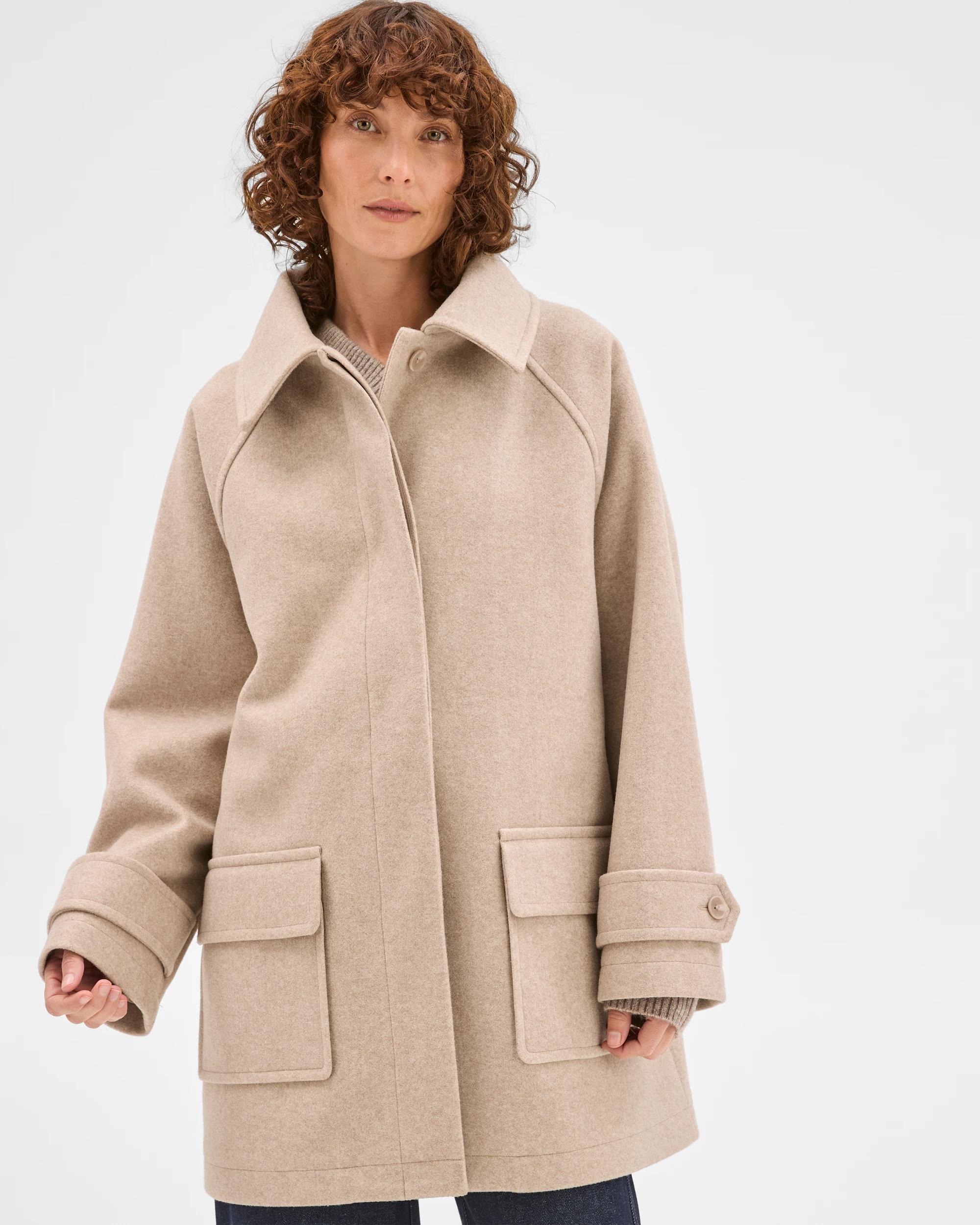 4 Target Woman Long Sleeve Relaxed Car Coat FAWN MARLE, 4 of 7
