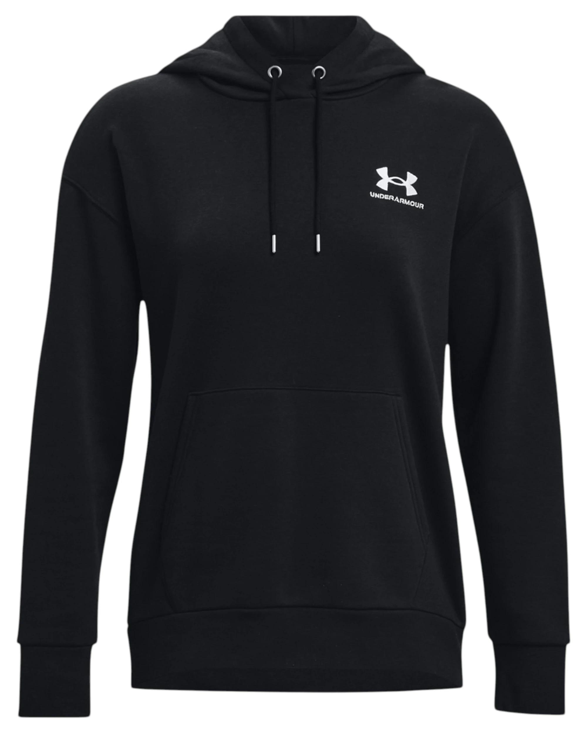 1 Under Armour Womens Essential Fleece Black/ White Hoodie BLACK, 1 of 6