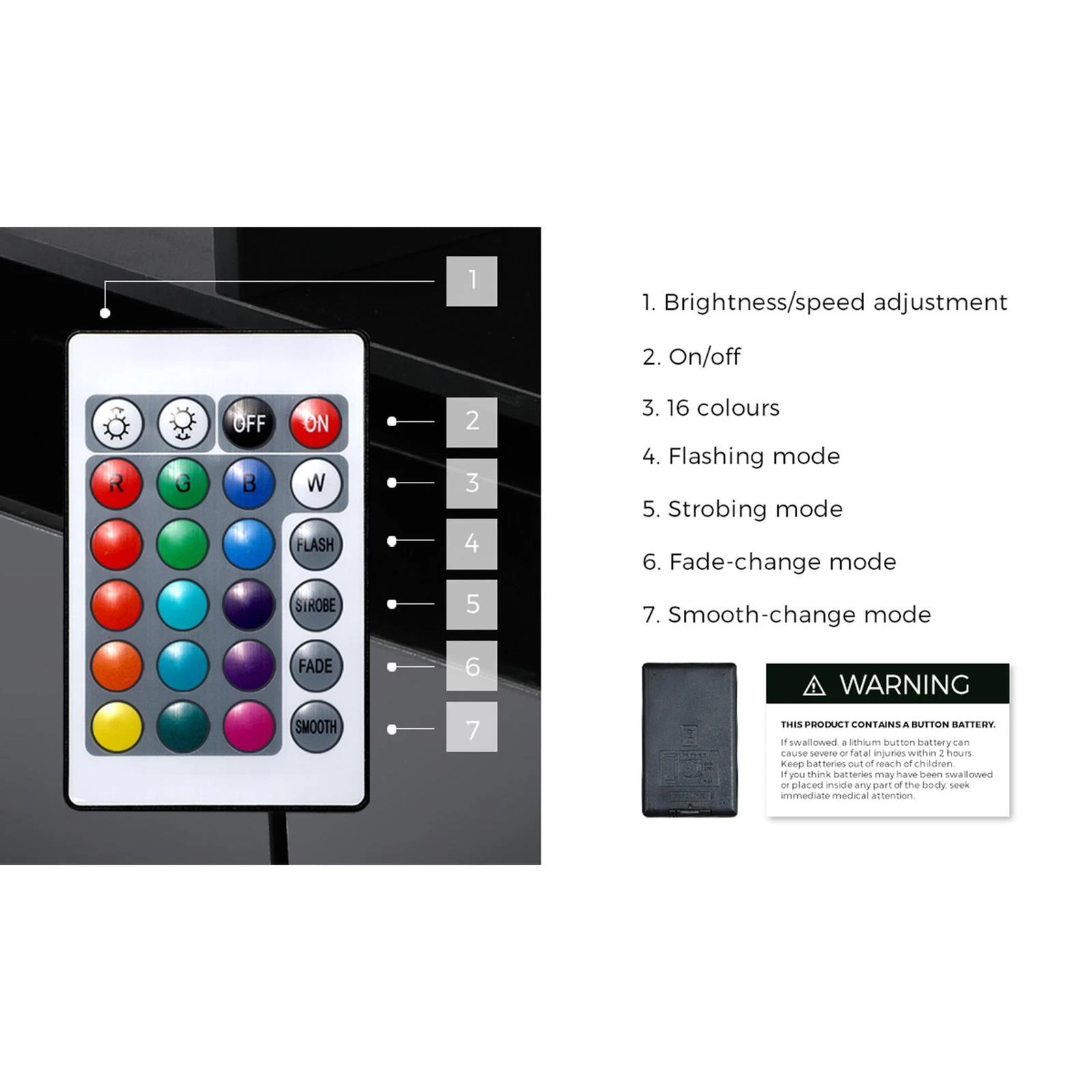 5 Oikiture Entertainment Unit Tv Cabinet Led Rgb Gloss 180cm
 - White, 5 of 8