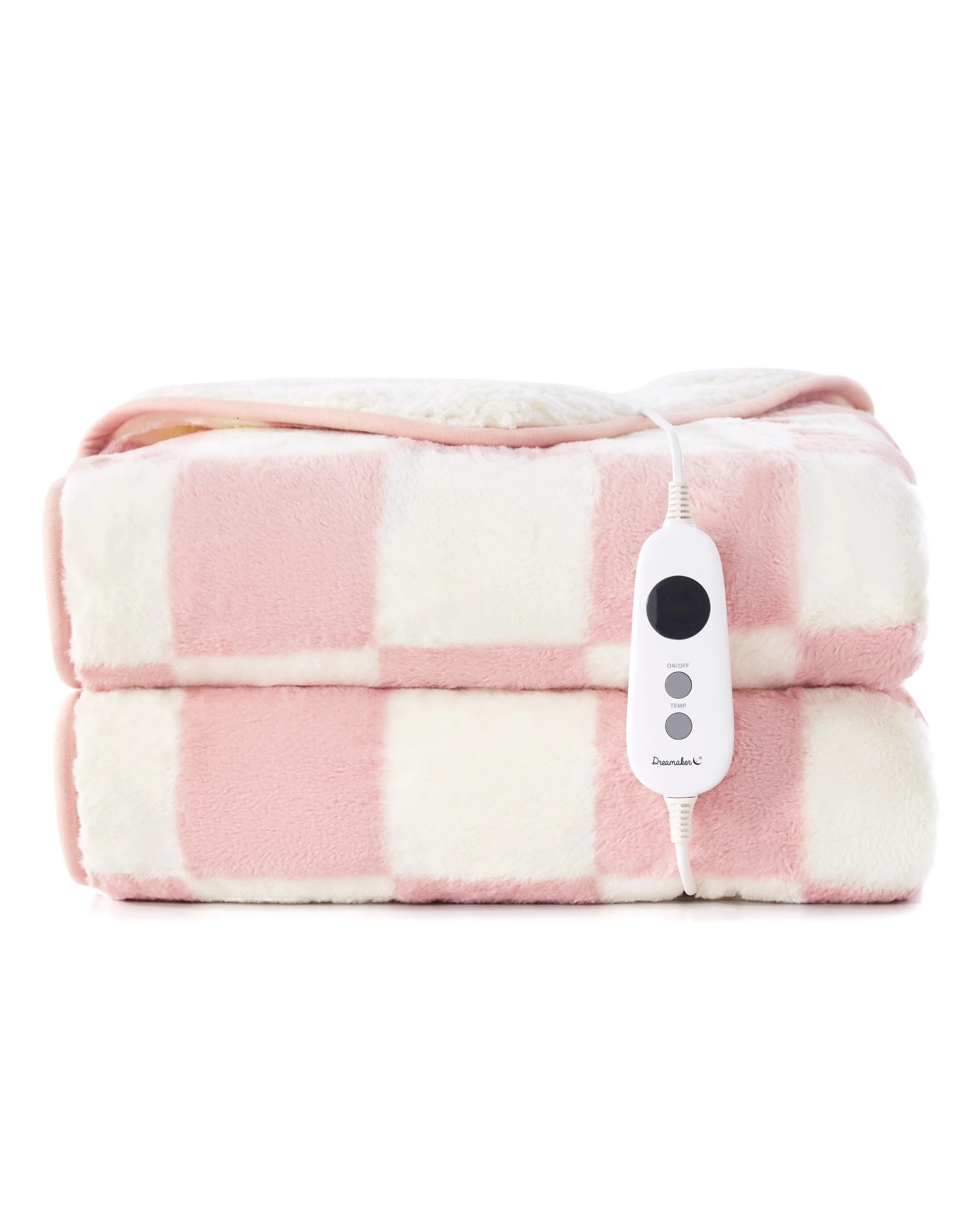 2 Dreamaker Axia Checkered Plush Heated Throw 180x200cm - Pink and Cream, 2 of 10