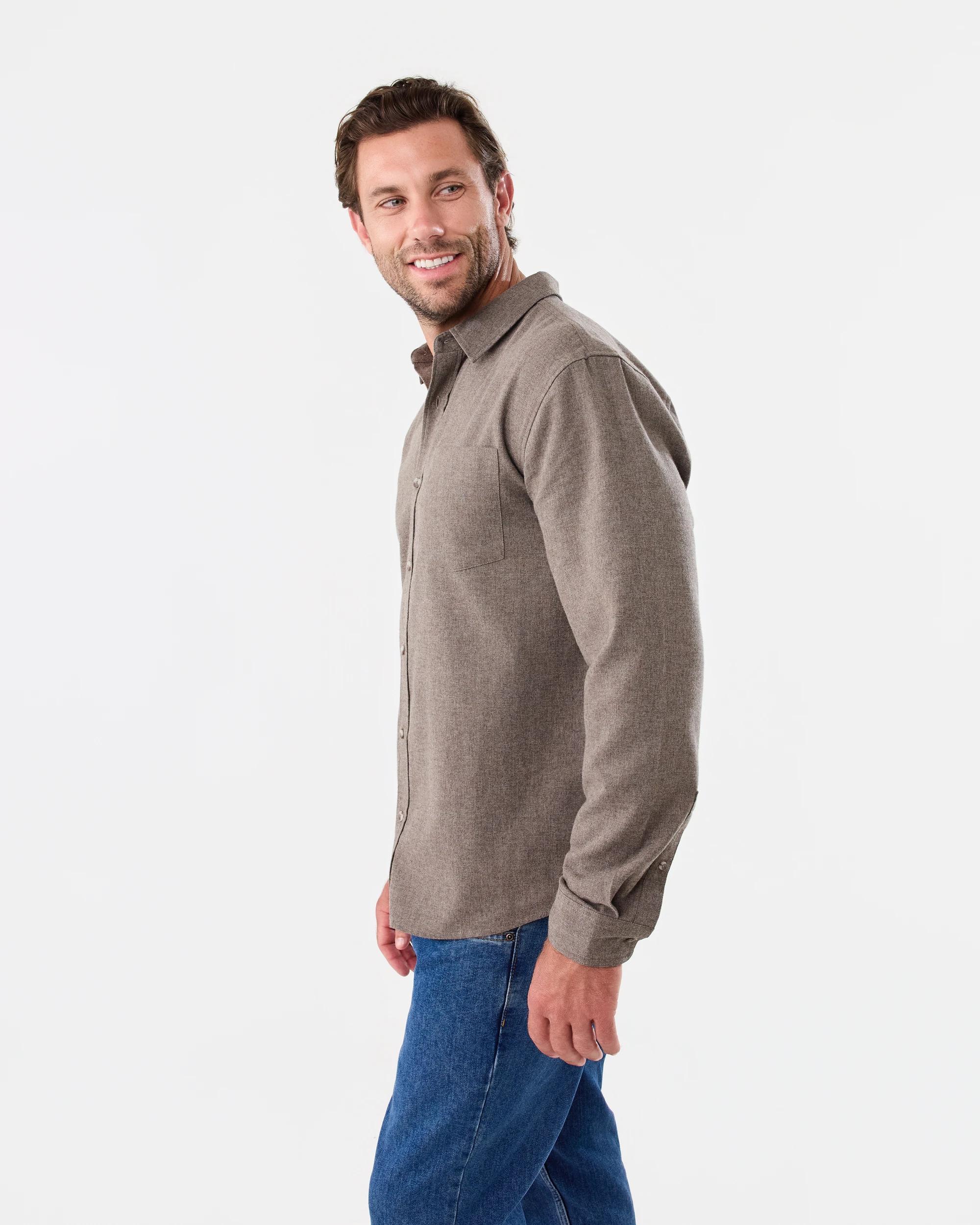 2 Long Sleeve Brushed Shirt Brn Melnge, 2 of 8