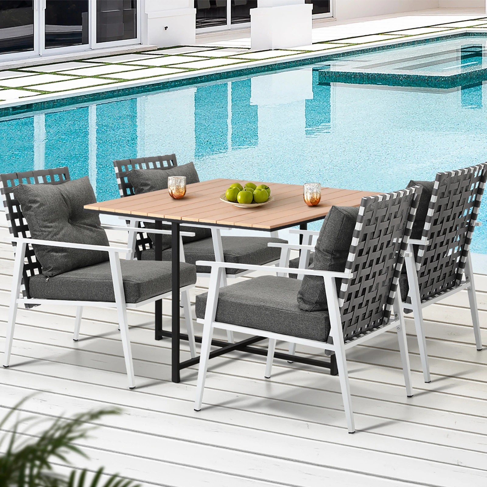 4 Livsip Outdoor Dining Set Patio Furniture Garden Rattan Chairs Setting 5PC - Multi, 4 of 9