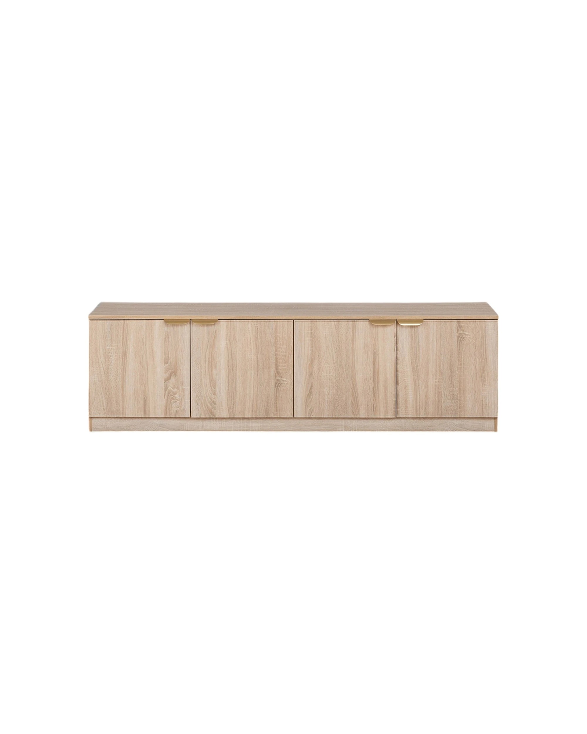 2 European Cabinetry Bucharest Oak Slim TV Unit Brass Pull Handle - Natural, 2 of 6
