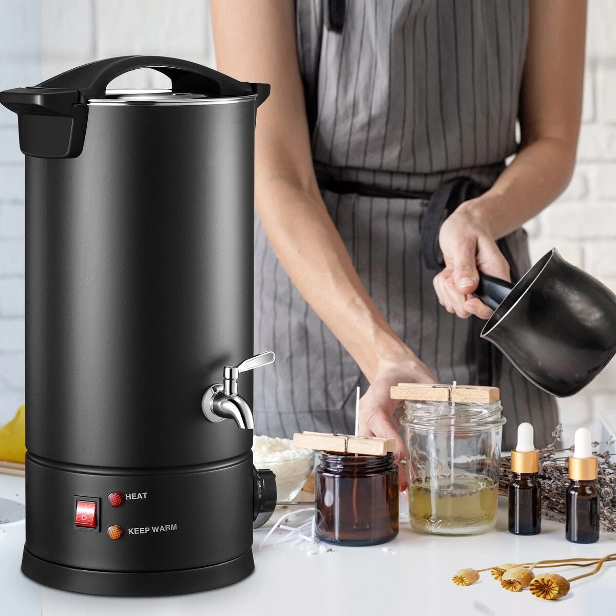 3 AUSWAY 5.7L Wax Melter Candle Making 1800W Melting Pot Furnace Quick Pour Spout, 3 of 3