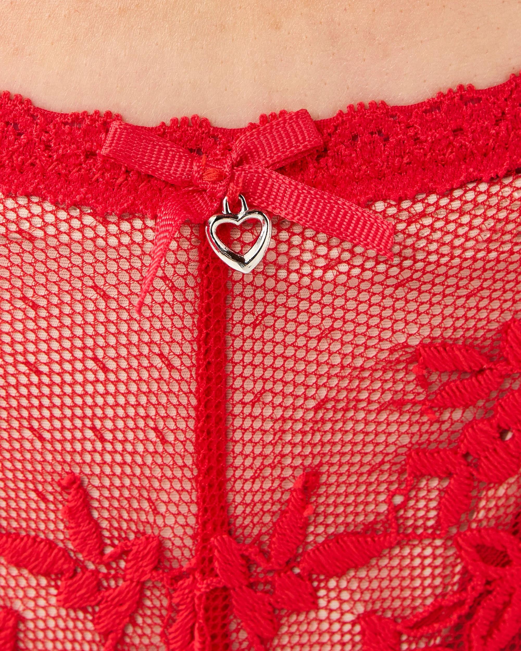 4 Co-ordinated Lace Cheeky Bikini Briefs Strawberry, 4 of 5