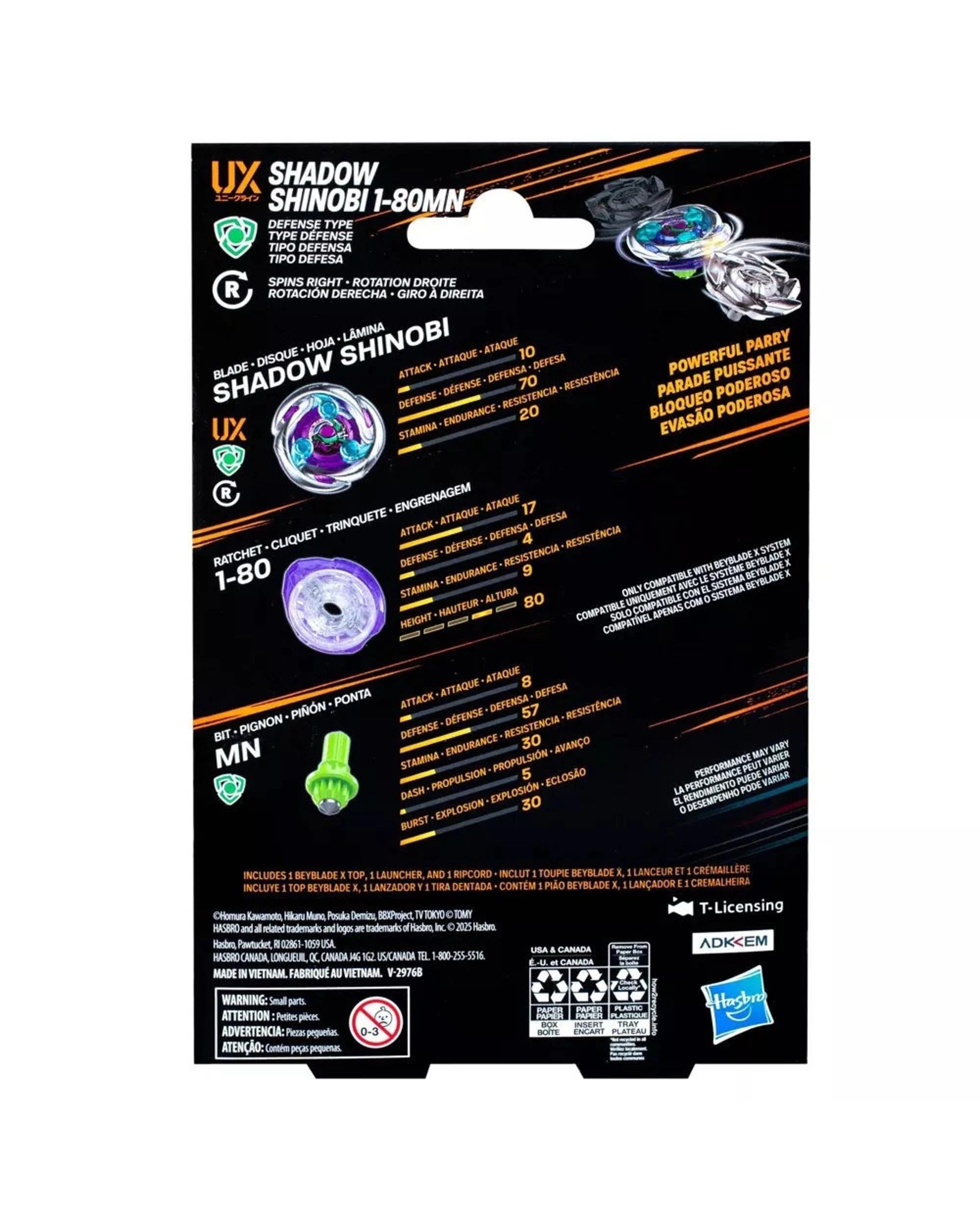 4 Beyblade X Shadow Shinobi 1-80MN UX Starter Pack, 4 of 5