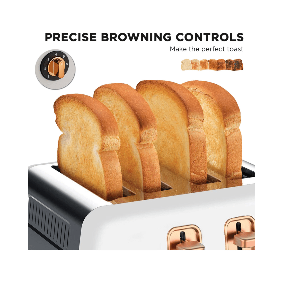 6 Morphy Richards Ascend 4 Slice Bread Toaster Home/kitchen Rose Gold - White, 6 of 8