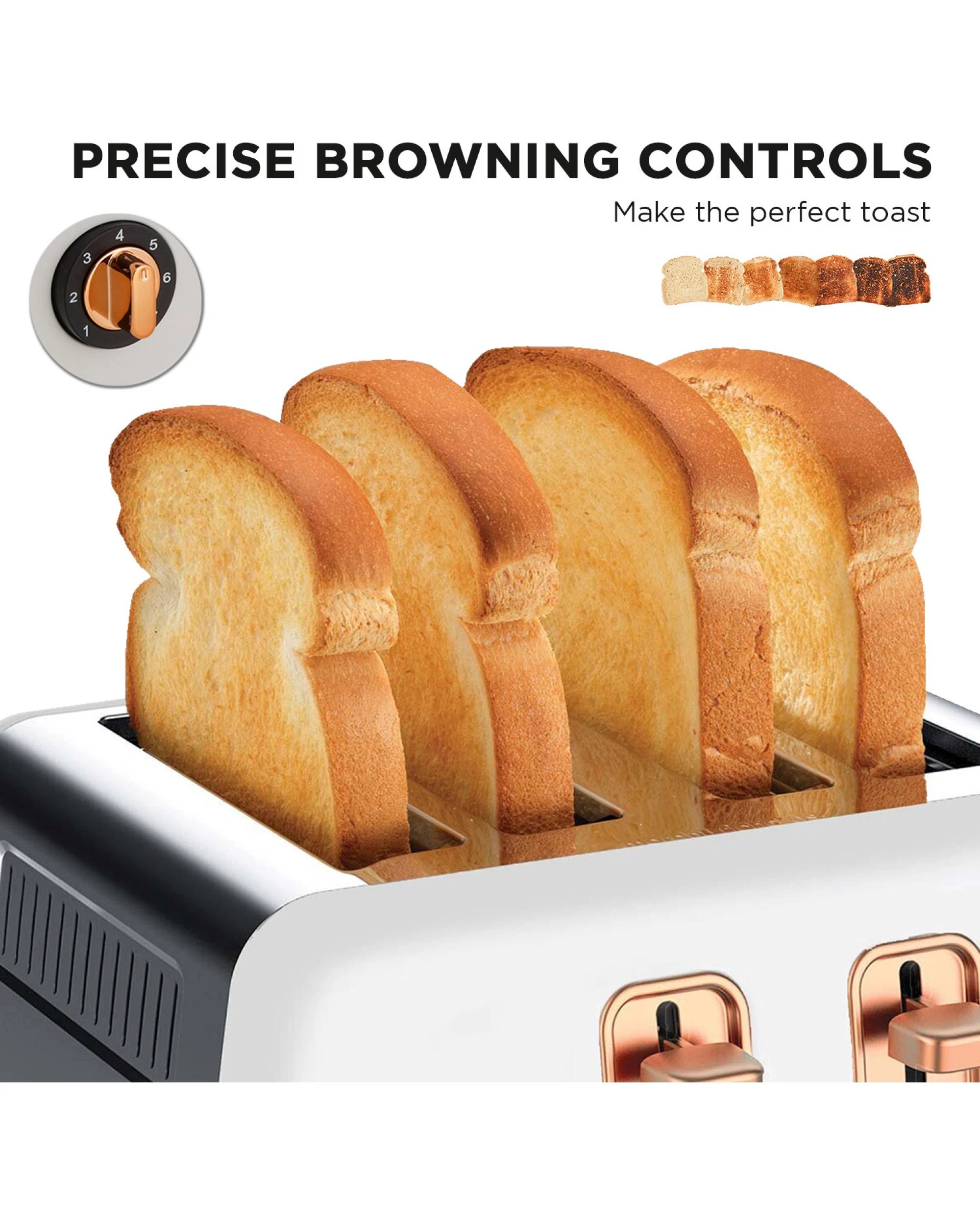 6 Morphy Richards Ascend 4 Slice Bread Toaster Home/kitchen Rose Gold - White, 6 of 8