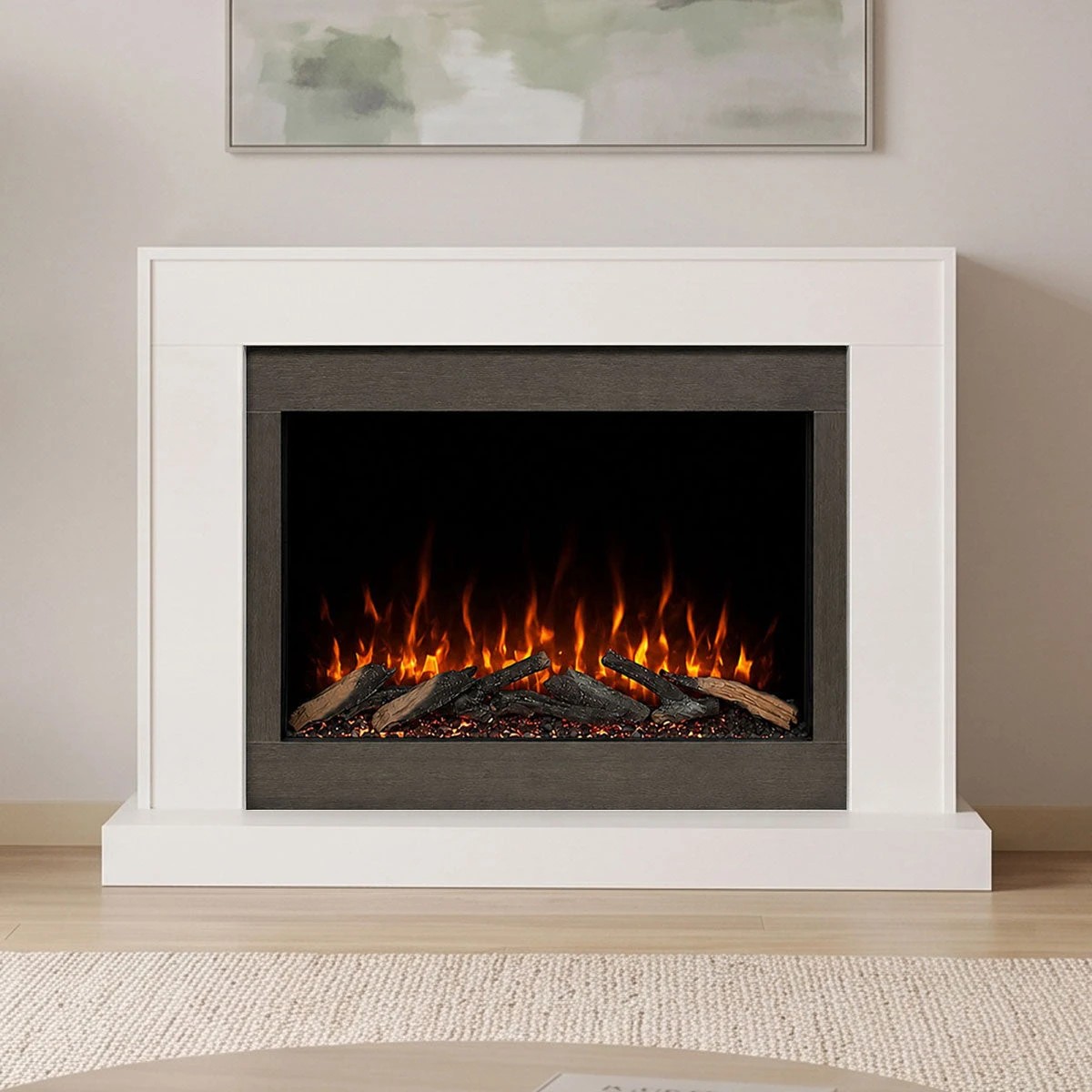 2 Moda Living Nilla Hearth Pure White Mantel Electric Fireplace Suite - White, 2 of 10