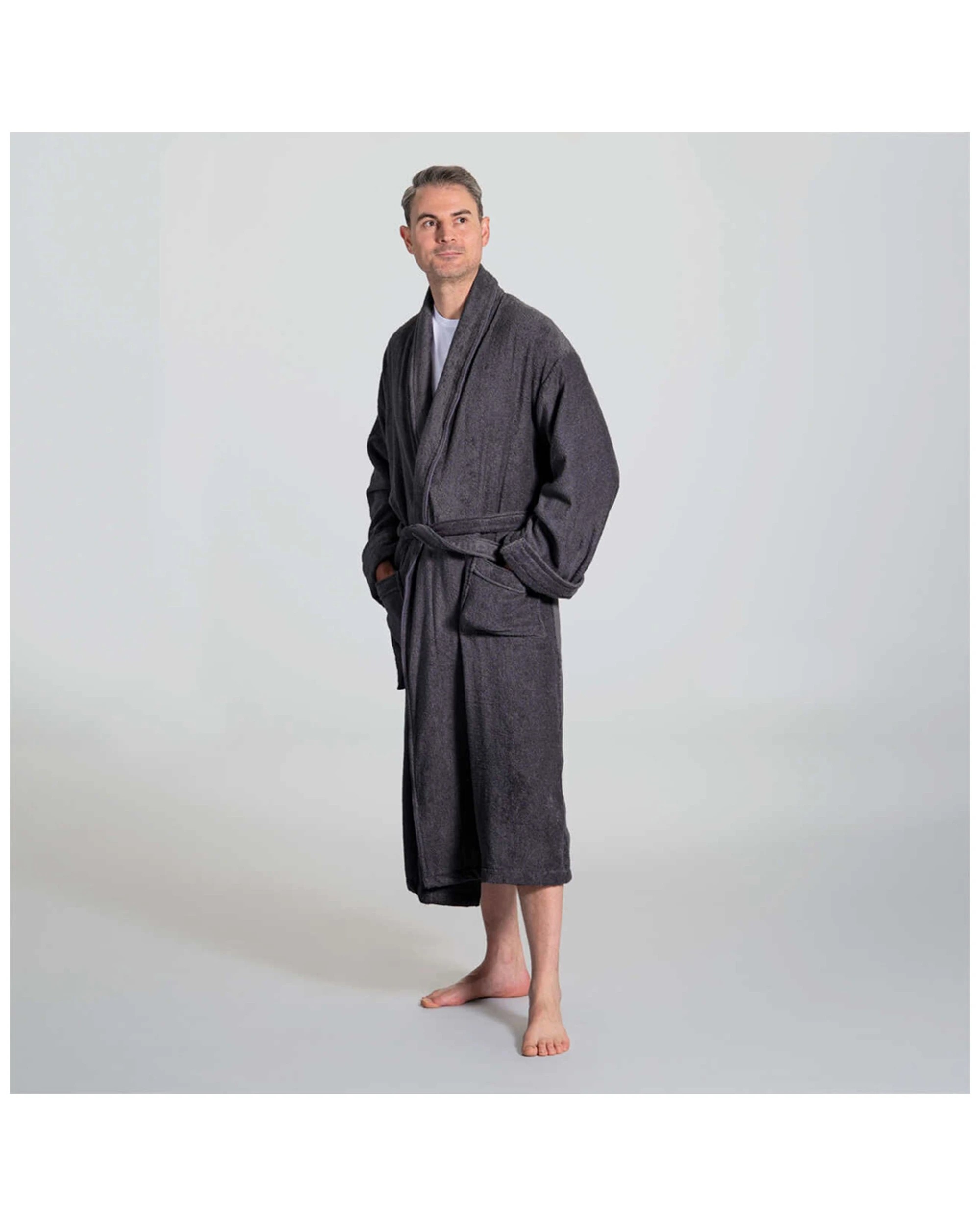 2 Canningvale Lusso Unisex Cotton Terry Durable Plush Bathrobe Large Nero
 - Grey, 2 of 4