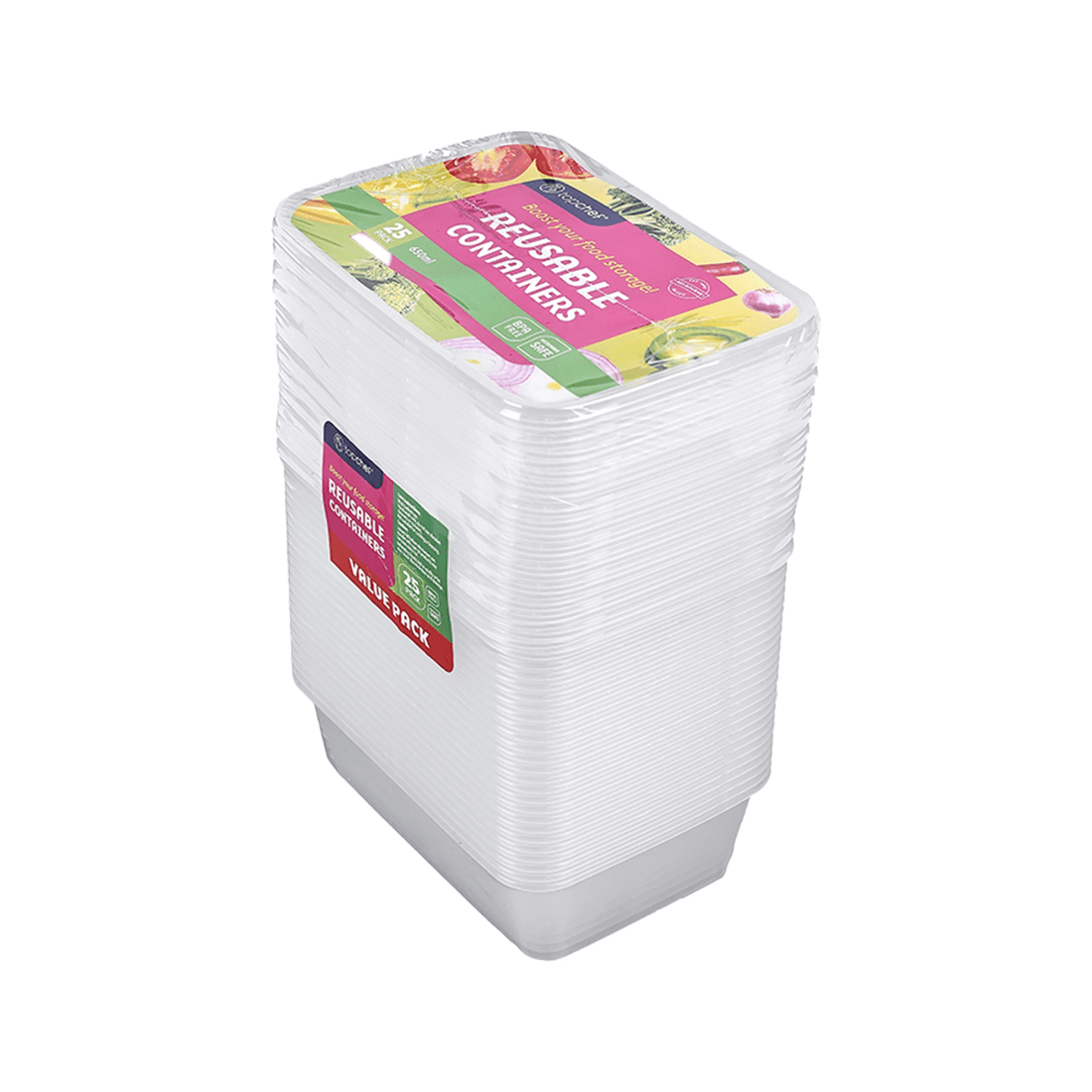 1 25pc Topchef 650ml Rectangle Bpa Free Reusable Food Container W/lid Clear
 - Clear, 1 of 3