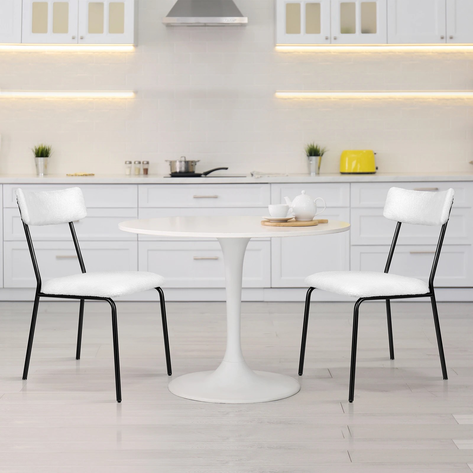 5 Alfordson 2x Dining Chairs Accent Kitchen Lounge Rectangular Back Sherpa - White, 5 of 10