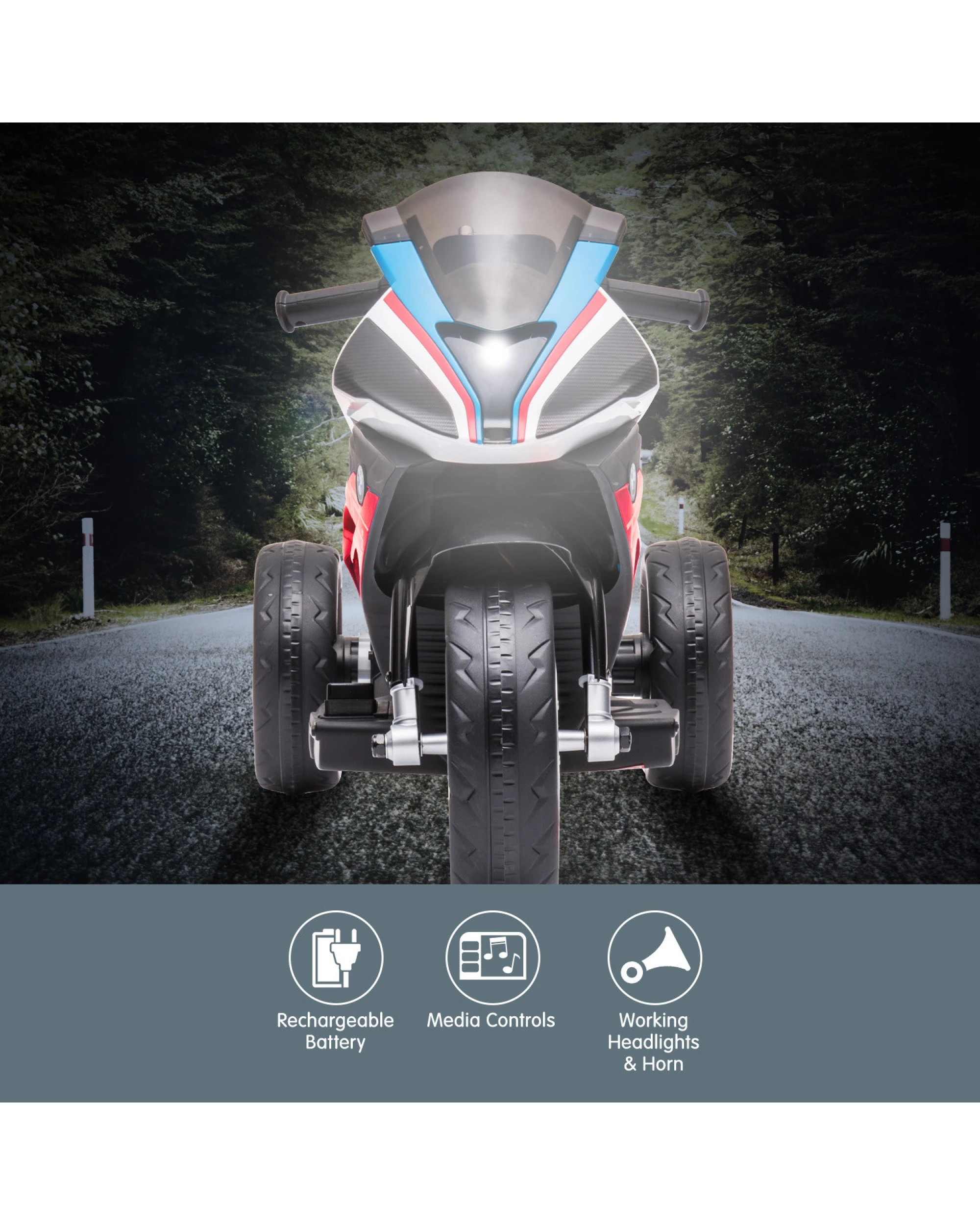 7 Kahuna BMW HP4 Race Kids Toy Electric Ride On Motorcycle - Blue, 7 of 10