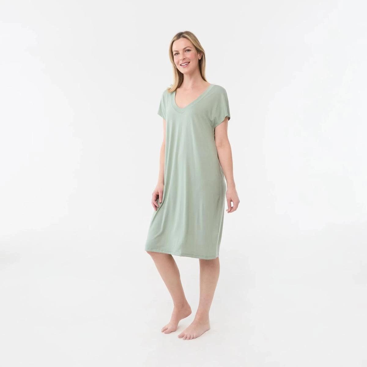 2 Short Sleeve Comfort Nightie ICEBERG GREEN, 2 of 5