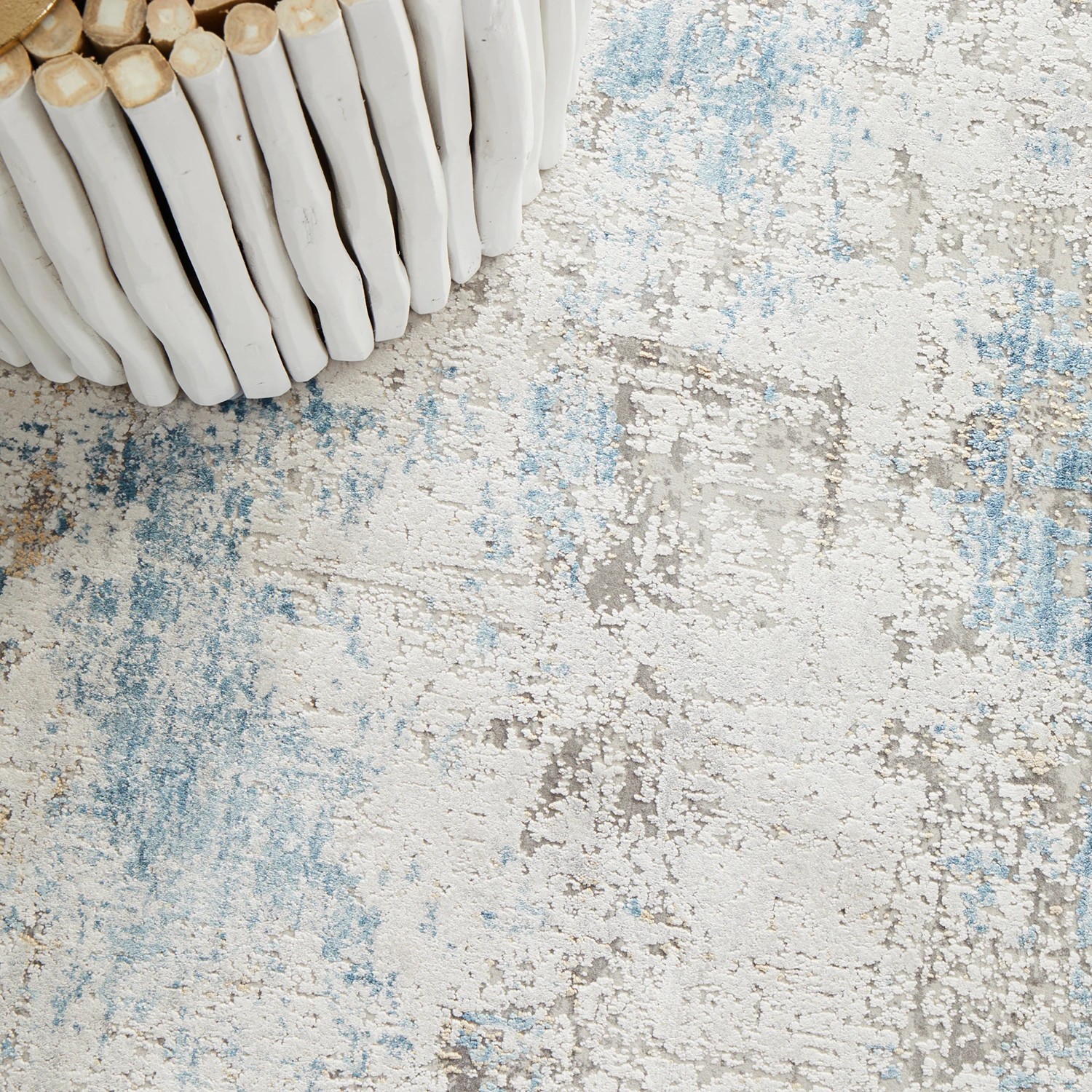 8 Common Ground Rugs Glimmers 108 300x80cm Runner - Medium Bamboo Silk Power Loomed Rug - Blue, 8 of 9