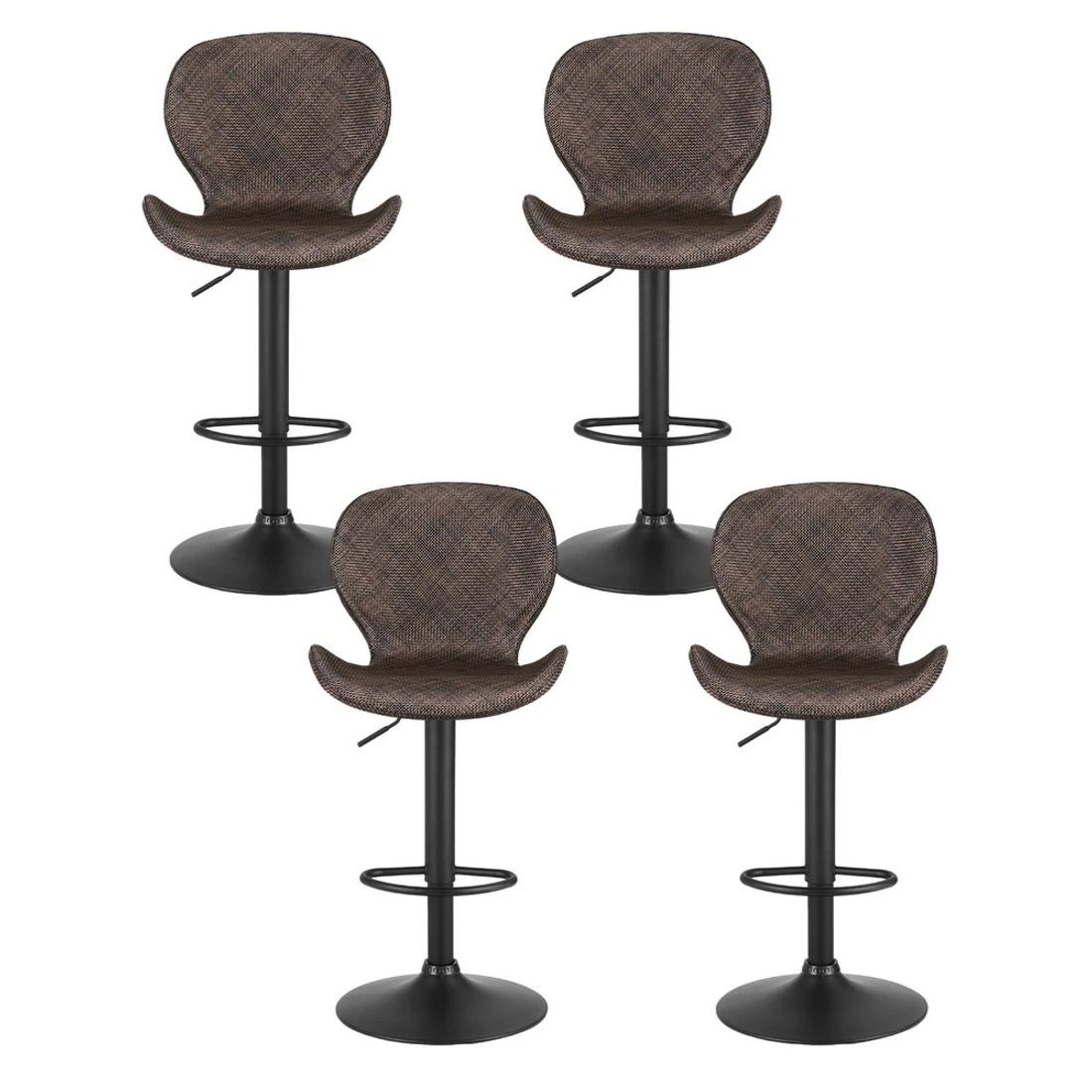 3 Artiss 4x Bar Stools Kitchen Swivel Gas Lift Counter Chair Wing PE Rattan - Brown, 3 of 6