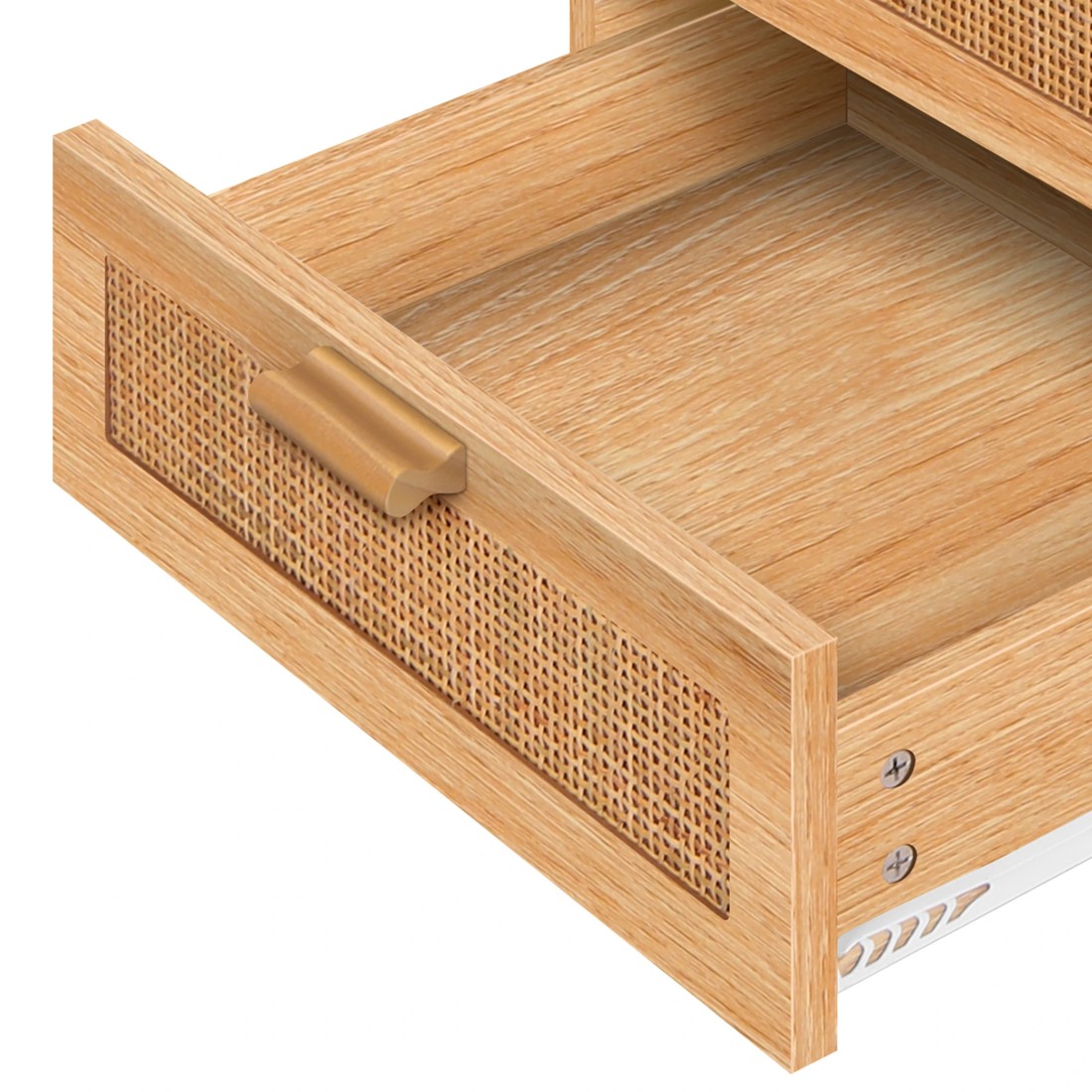 8 Alfordson Bedside Table Nightstand Side Storage Cabinet Boho Rattan - Wood, 8 of 10