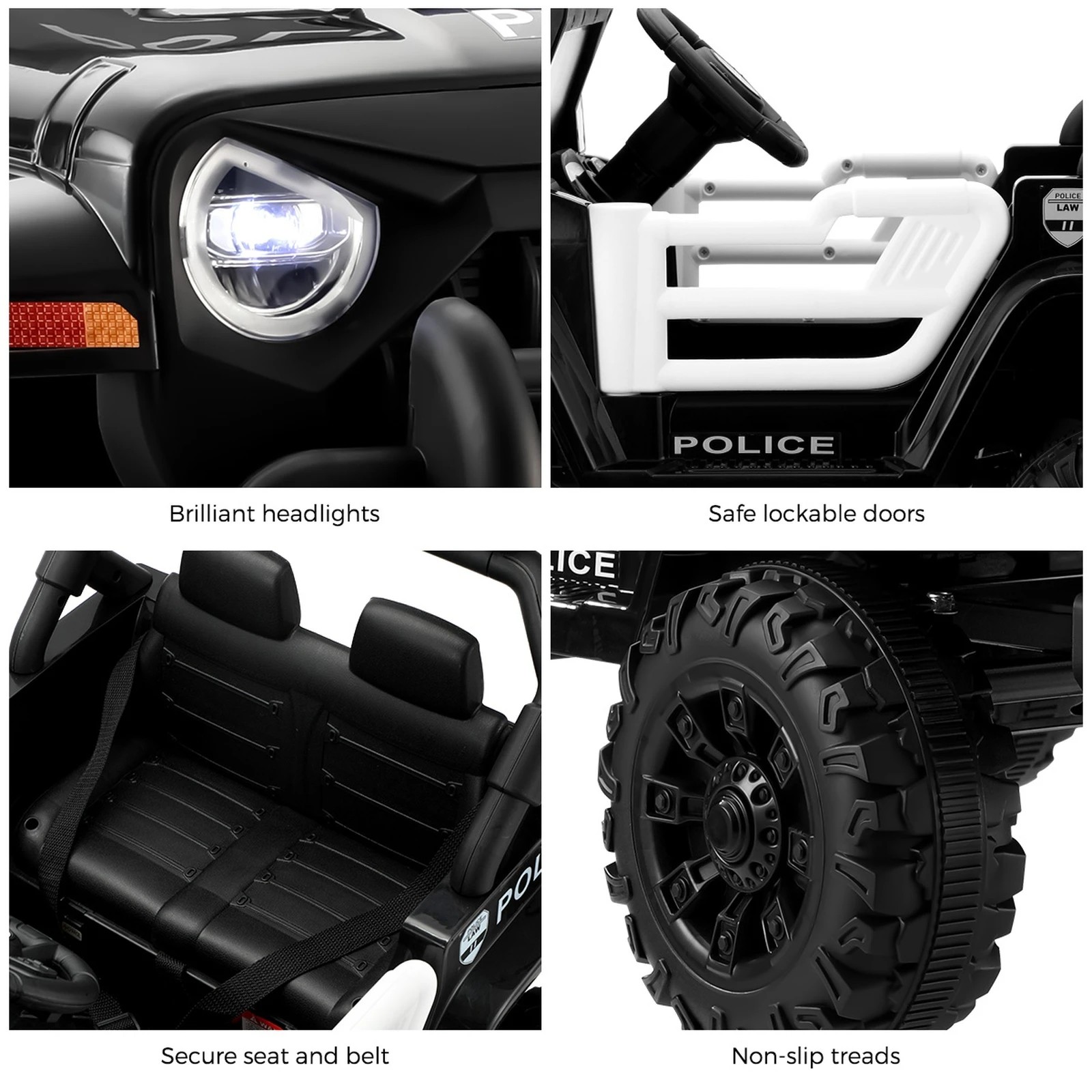 5 Mazam Kids Police Ride On Car Jeep 12v Electric Toy Remote Control Battery Cars
 - Multi, 5 of 10