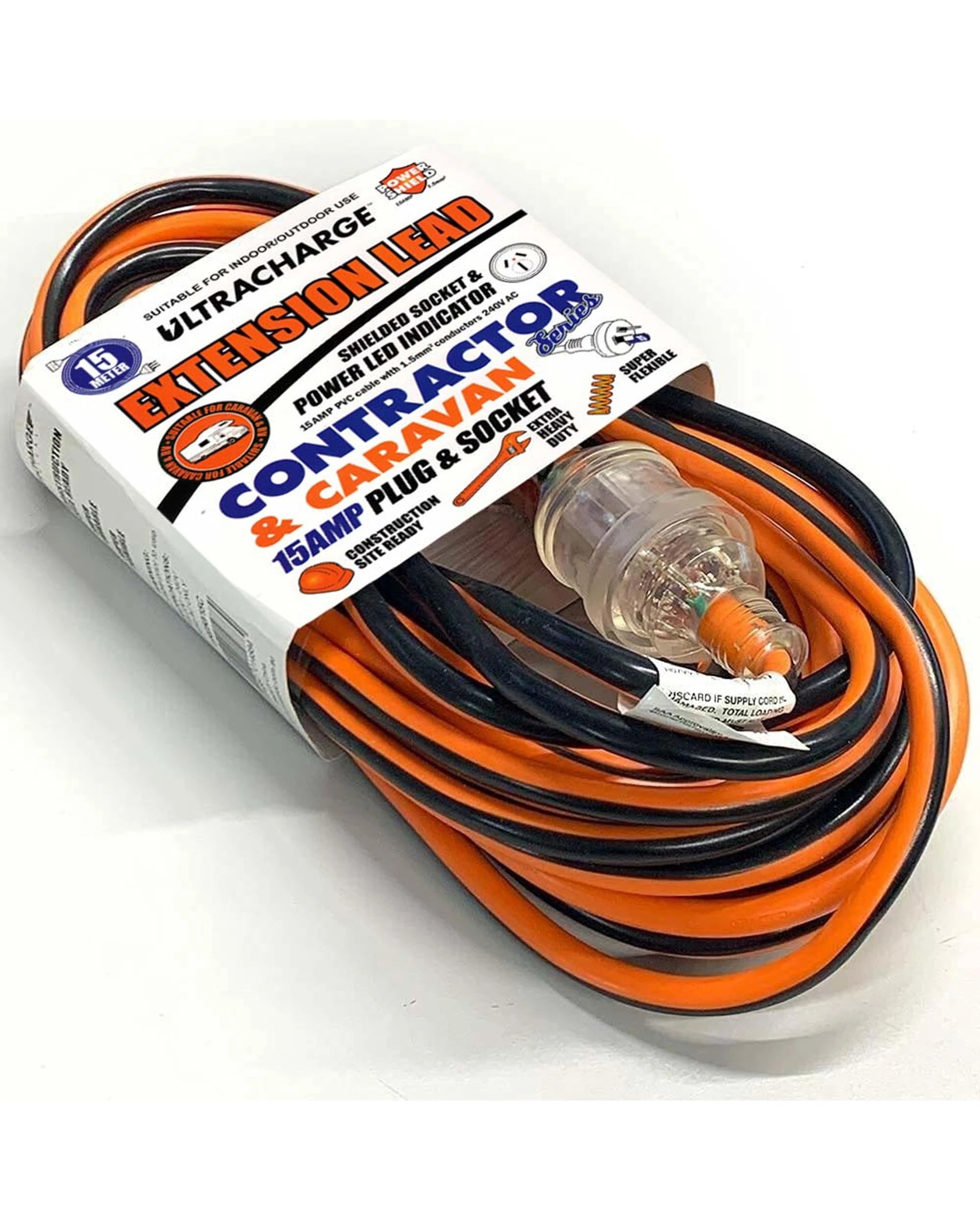 2 Ultracharge 15A Extension Lead Plug 15M Extra Heavy Duty - Multi, 2 of 3