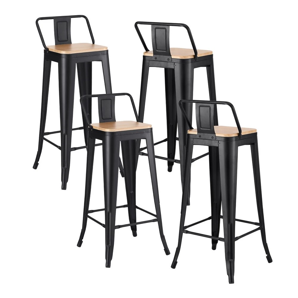1 Artiss 4x Bar Stools Kitchen Counter High Chair Dining Stackable Metal - Multi, 1 of 8