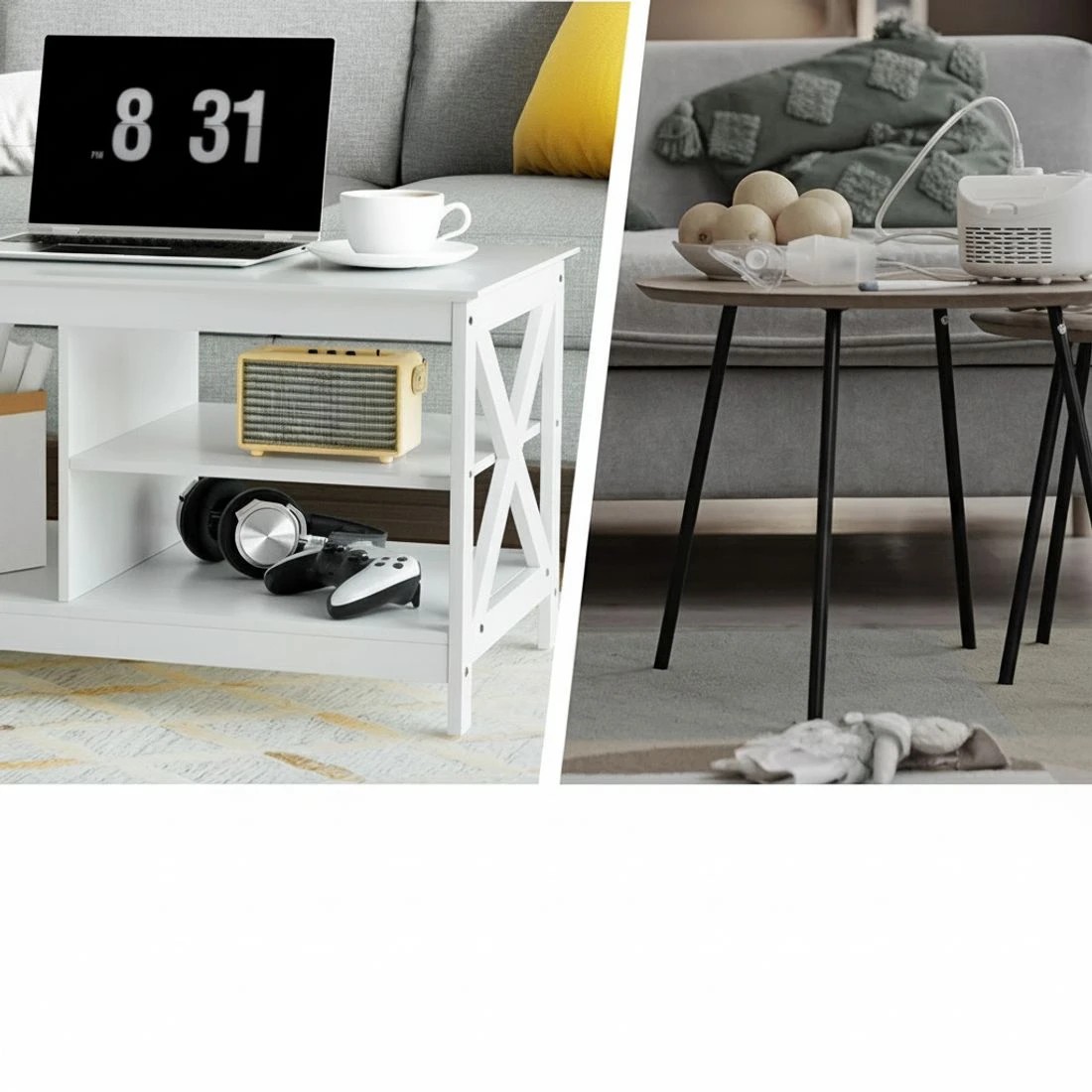 4 Artiss Coffee Table Storage Shelf - White, 4 of 7