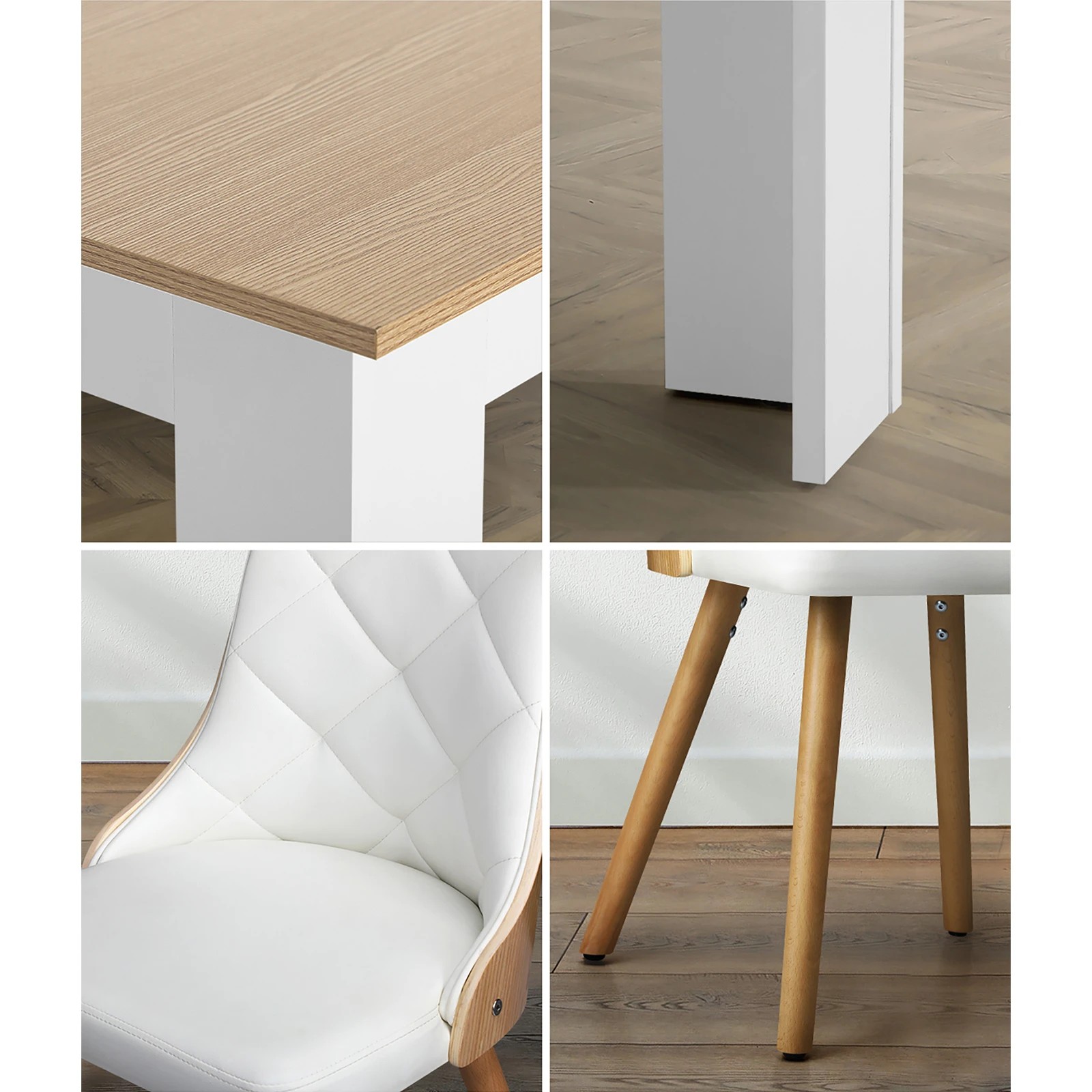 5 Oikiture 160cm Extendable Dining Table With 4pcs Dining Chairs Pu Leather
 - Multi, 5 of 10