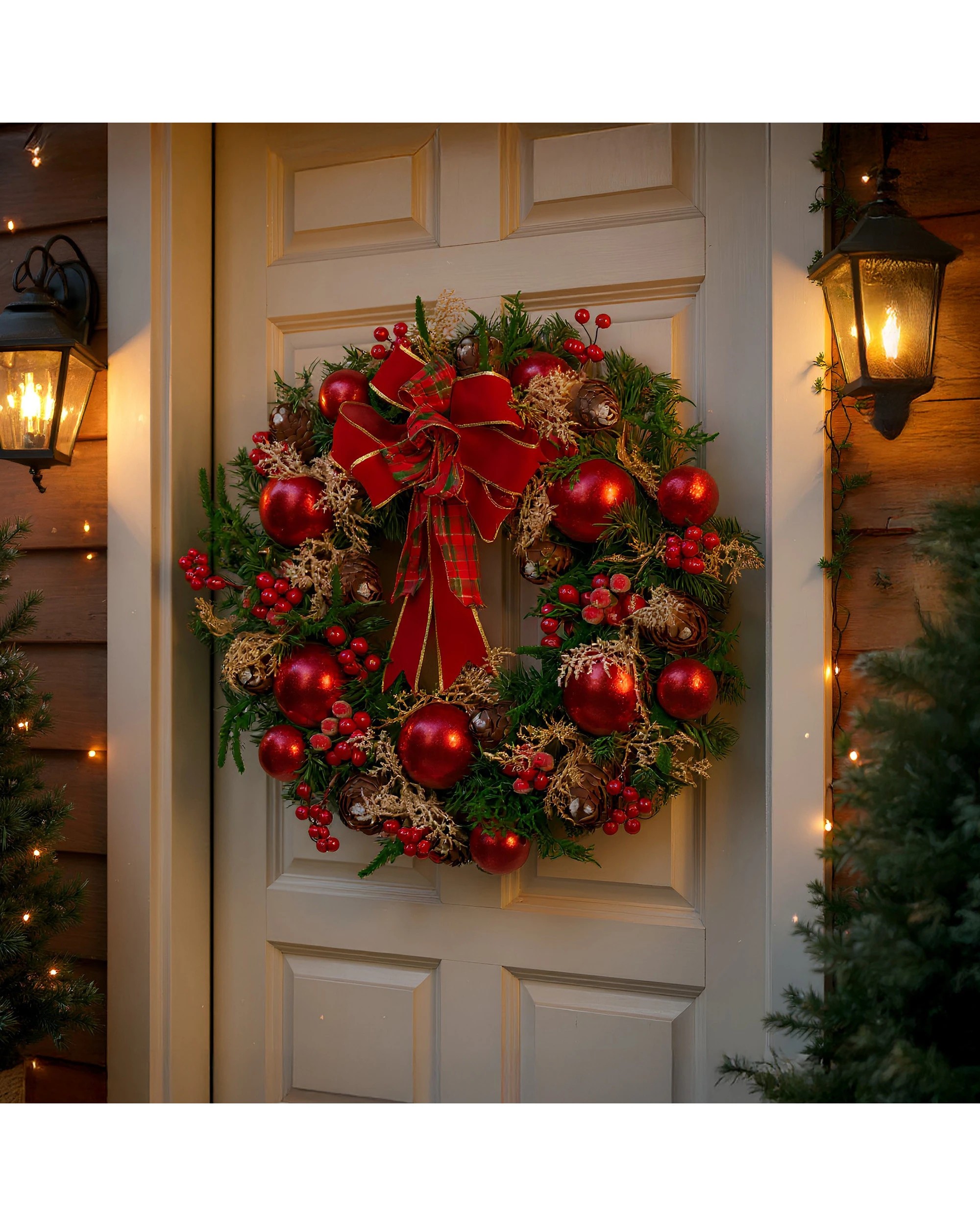 7 Christabelle Stunning 71cm Christmas Wreath Lush Red Baubles Berries Pine Cones And Bow Front Door Decoration, 7 of 10