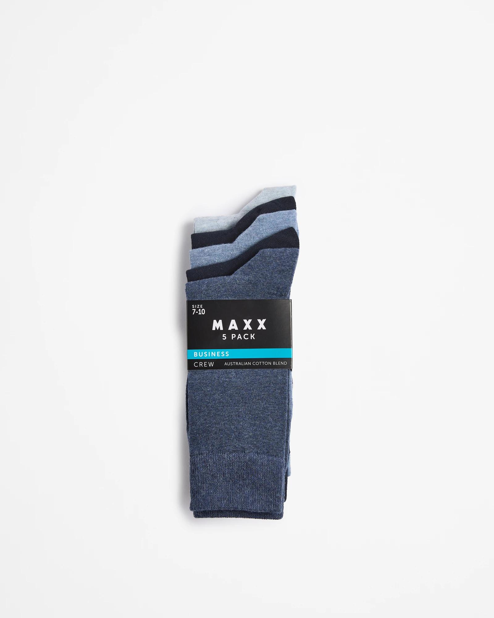 3 Australian Cotton Blend 5 Pack Business Crew Socks - Maxx BLUES PLAIN, 3 of 3