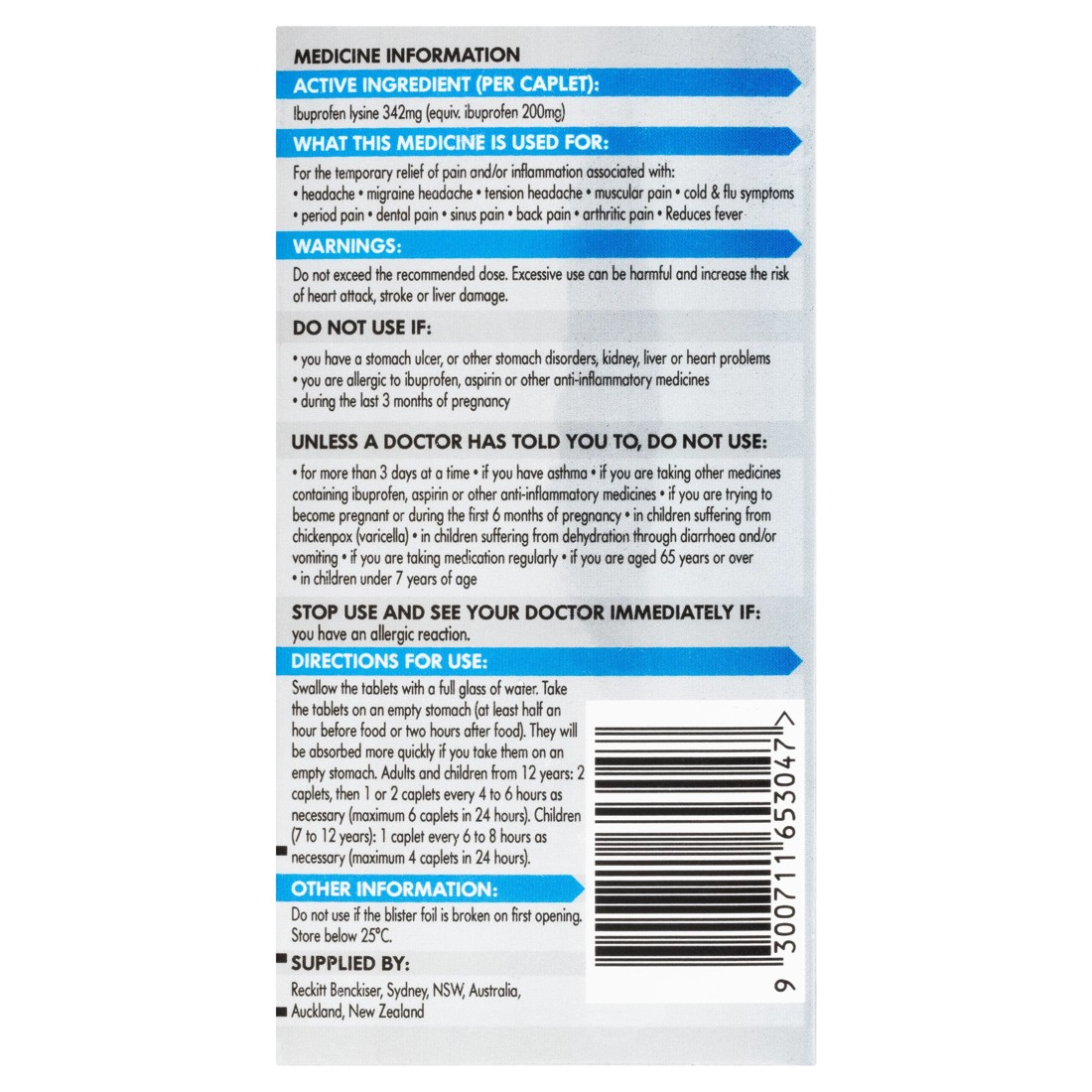 3 12 Pack Nurofen Quickzorb Ibuprofen Lysine 342mg Caplets, 3 of 10