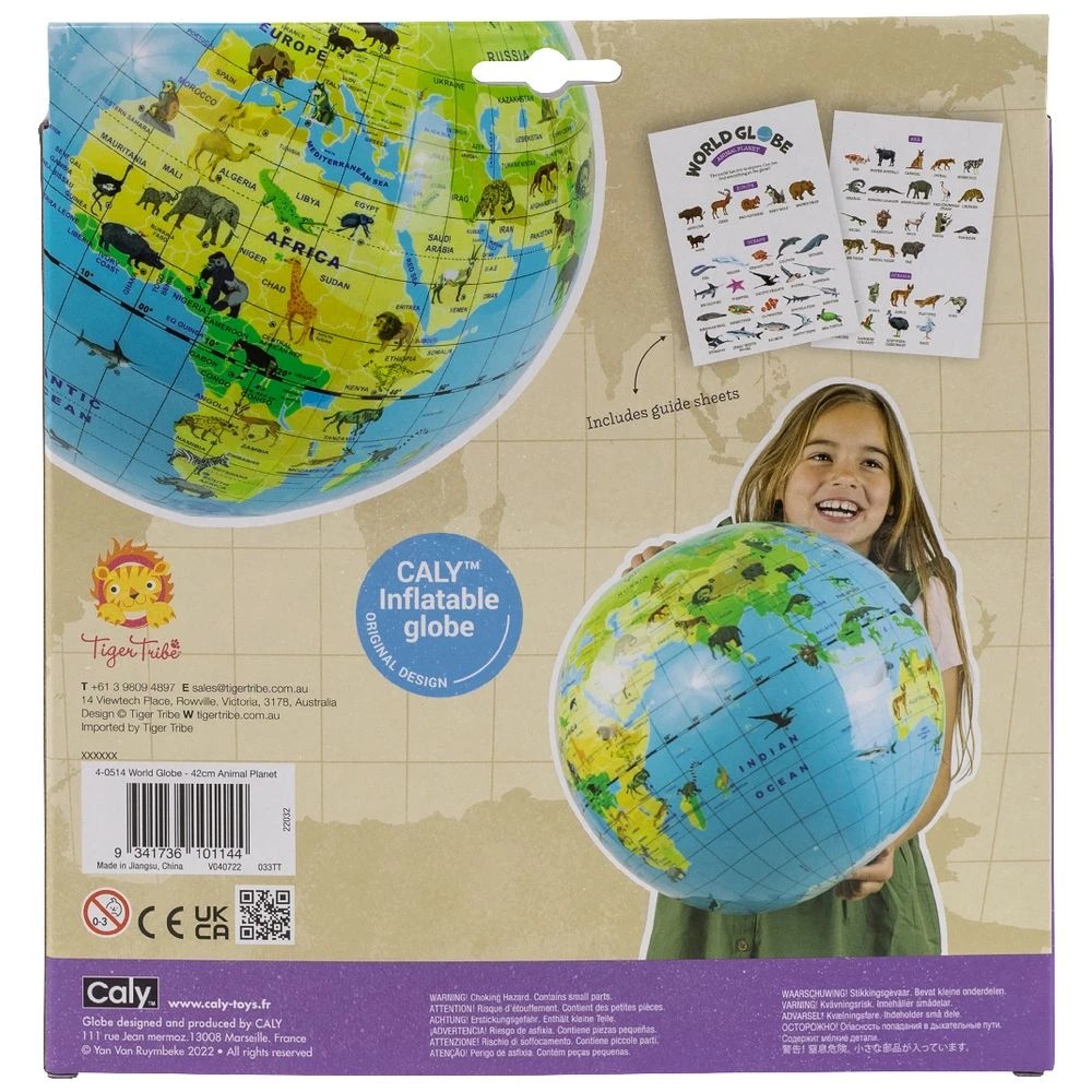 2 Tiger Tribe Inflatable World Globe Animal Planet 42cm, 2 of 4