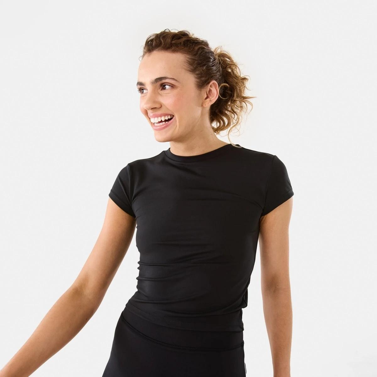 1 Active Womens Ultra Soft Crew Neck T-shirt BLACK, 1 of 6