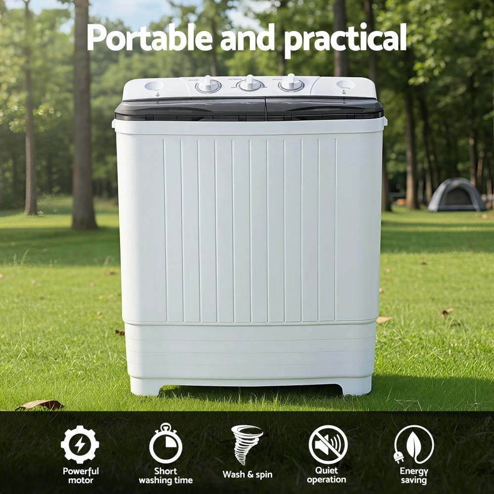 4 Devanti Portable Washing Machine Twin Tub 4.5KG - Grey, 4 of 8