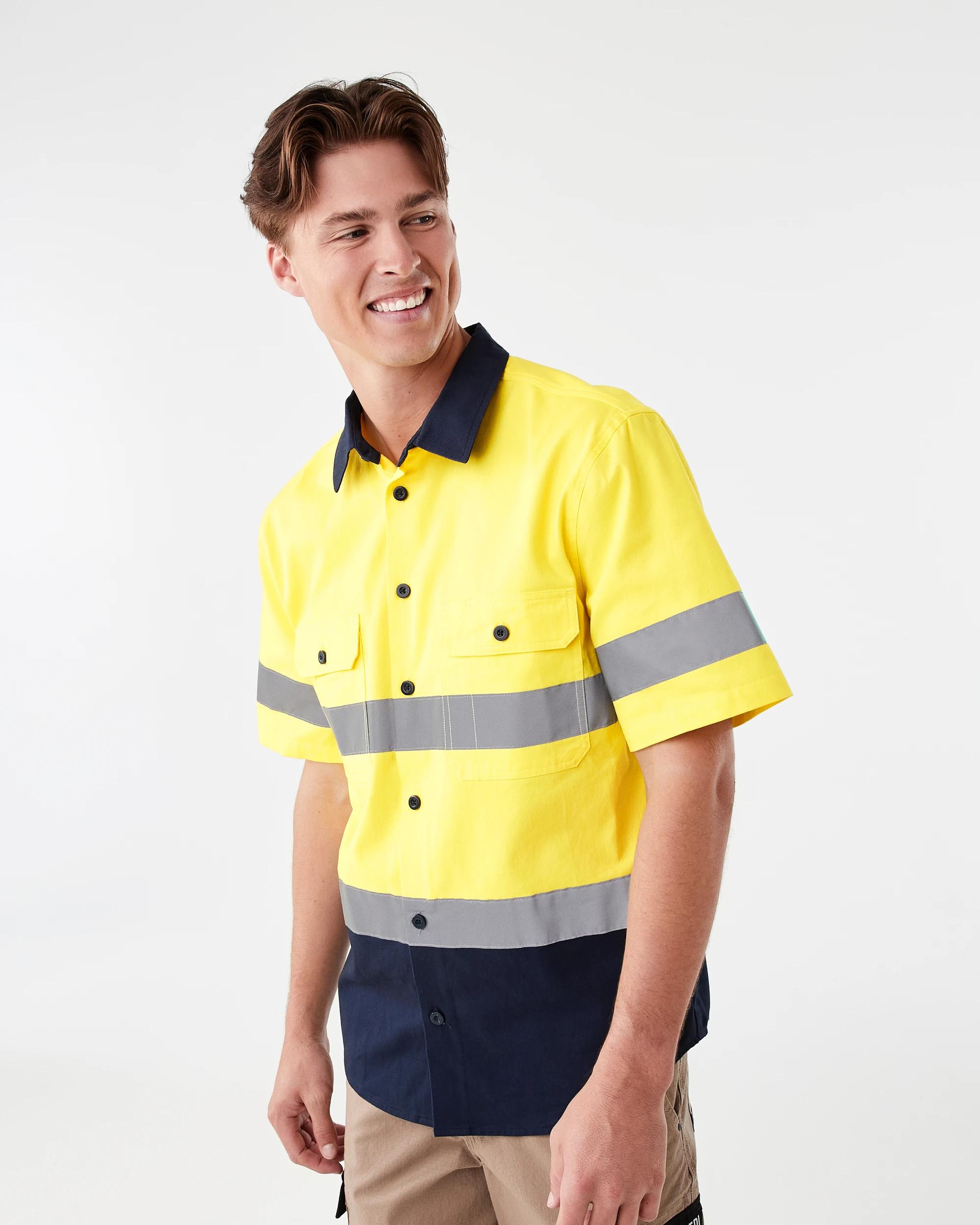 2 Workwear Hi-Visibility Short Sleeve Reflective Shirt Safety Yellow, 2 of 8