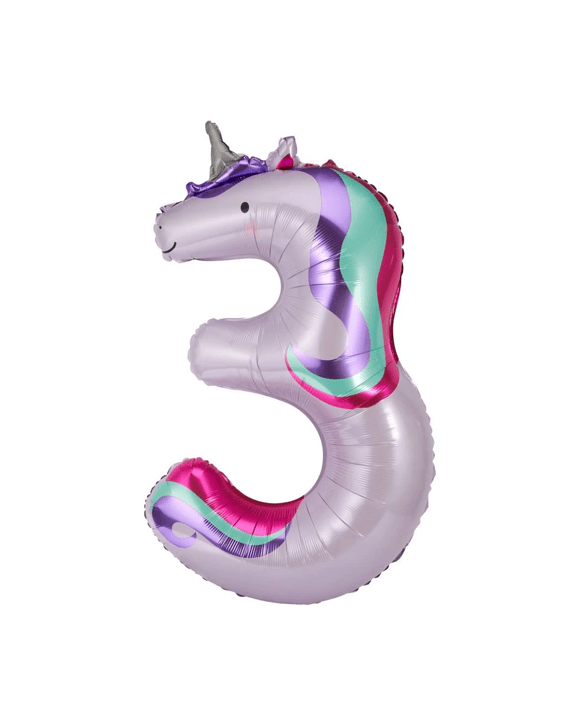 Unicorn Number 3 Foil Balloon