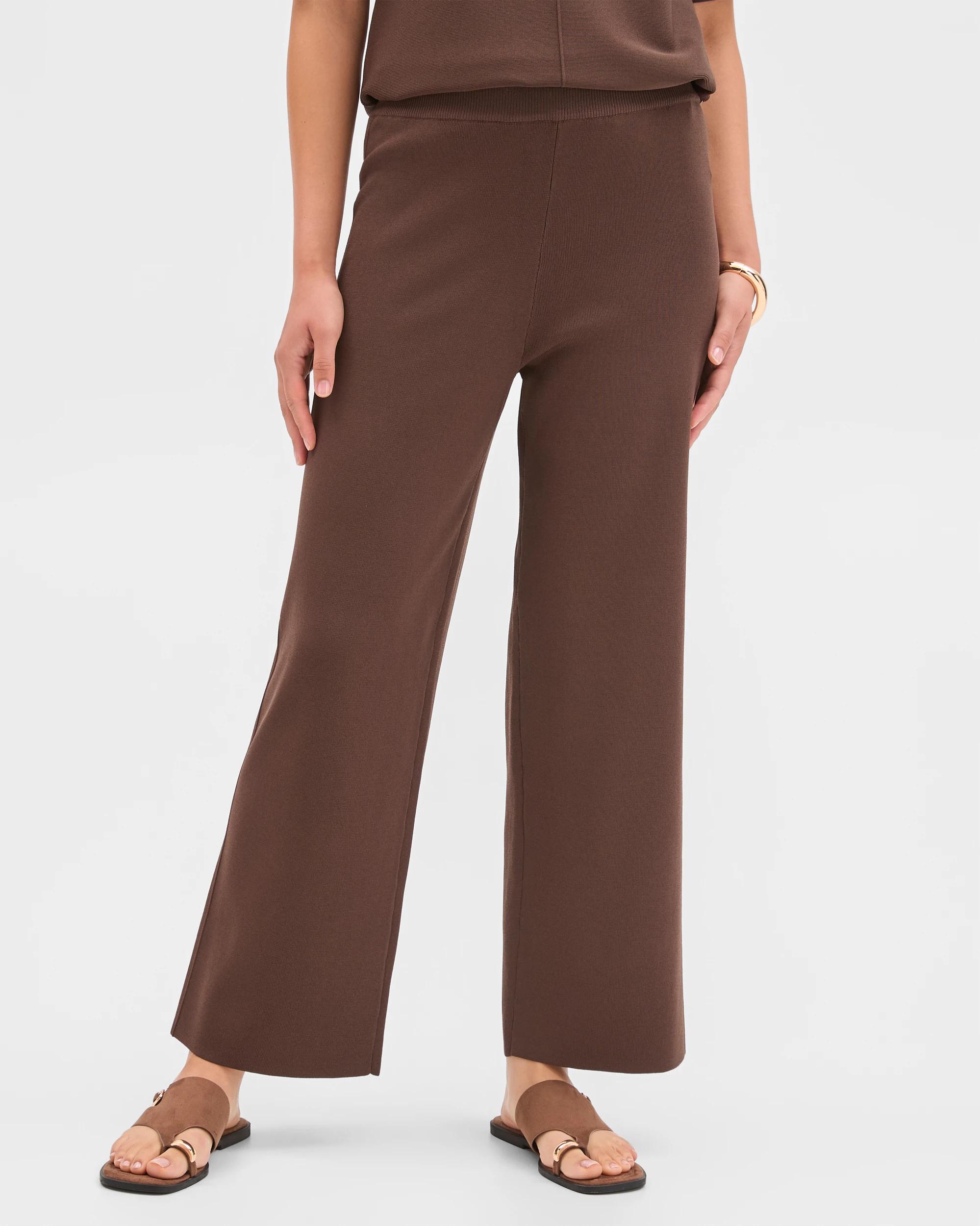 2 Preview Crepe Knit Straight Leg Pants GANACHE, 2 of 6