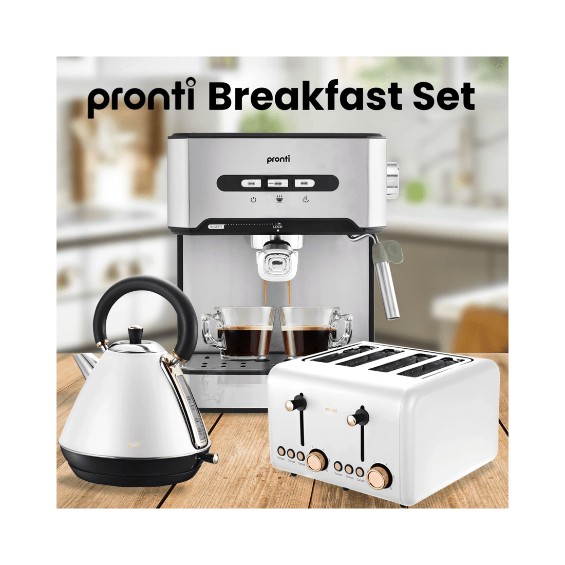 3 Pronti Toaster, Kettle And Coffee Machine Breakfast Set - White, 3 of 10
